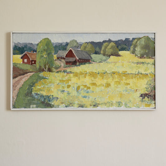 Original Vintage Art Landscape Oil Painting from Sweden