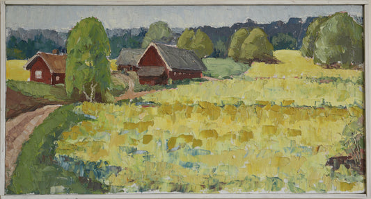 Original Vintage Art Landscape Oil Painting from Sweden