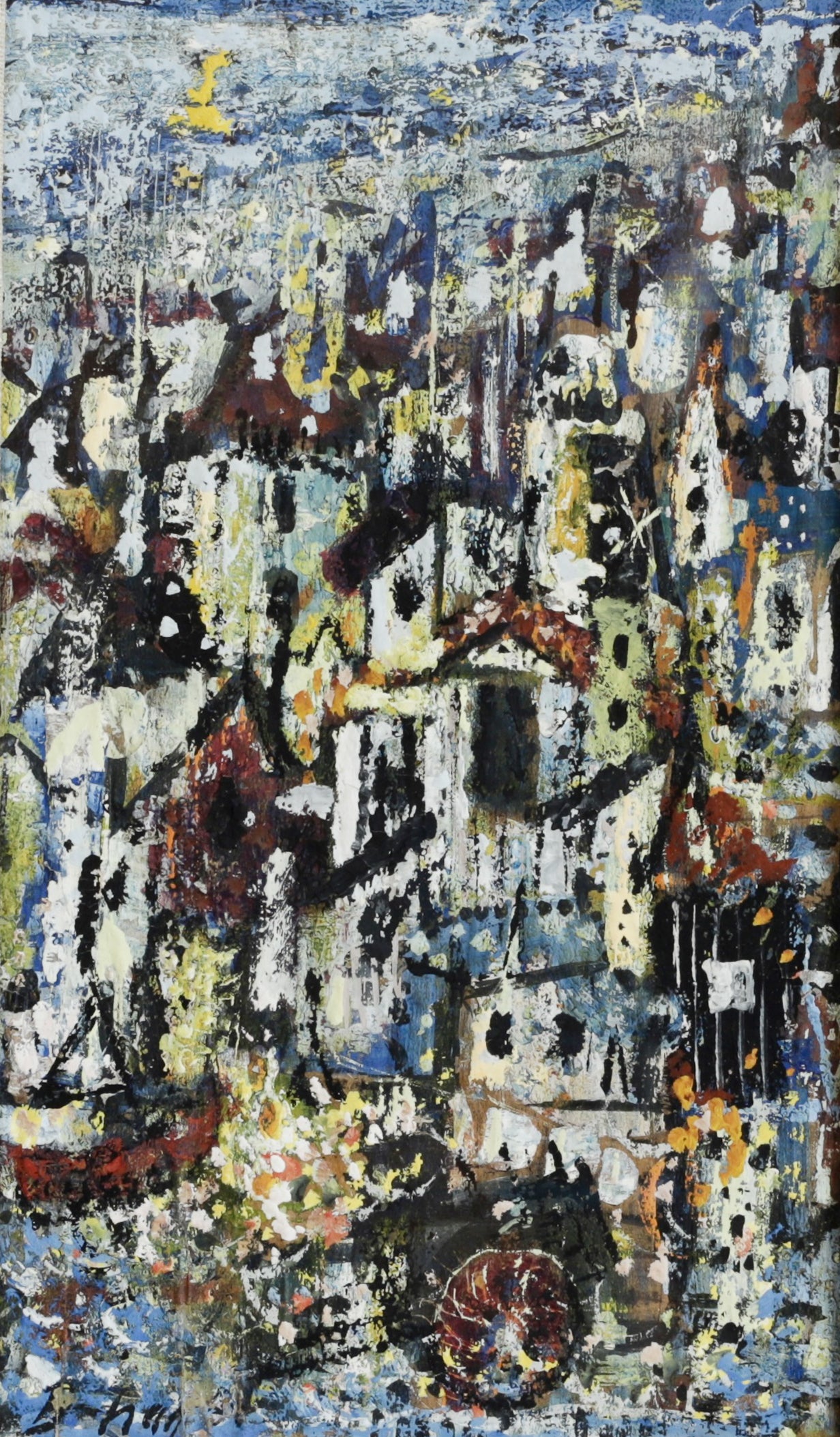 Mid Century Original Abstract Oil Painting From Sweden