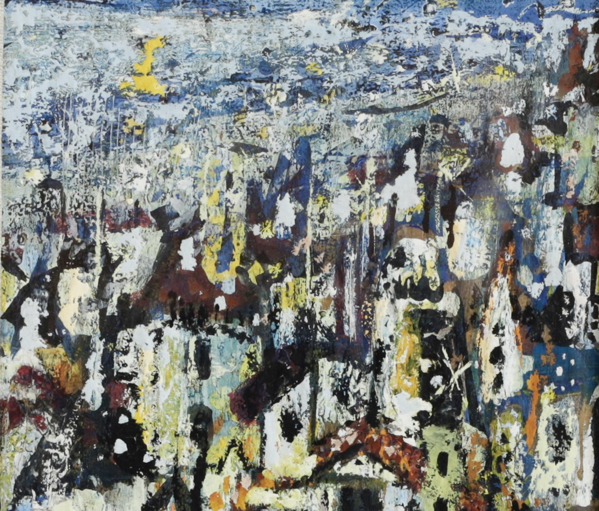 Mid Century Original Abstract Oil Painting From Sweden