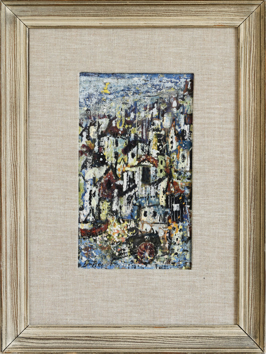 Mid Century Original Abstract Oil Painting From Sweden