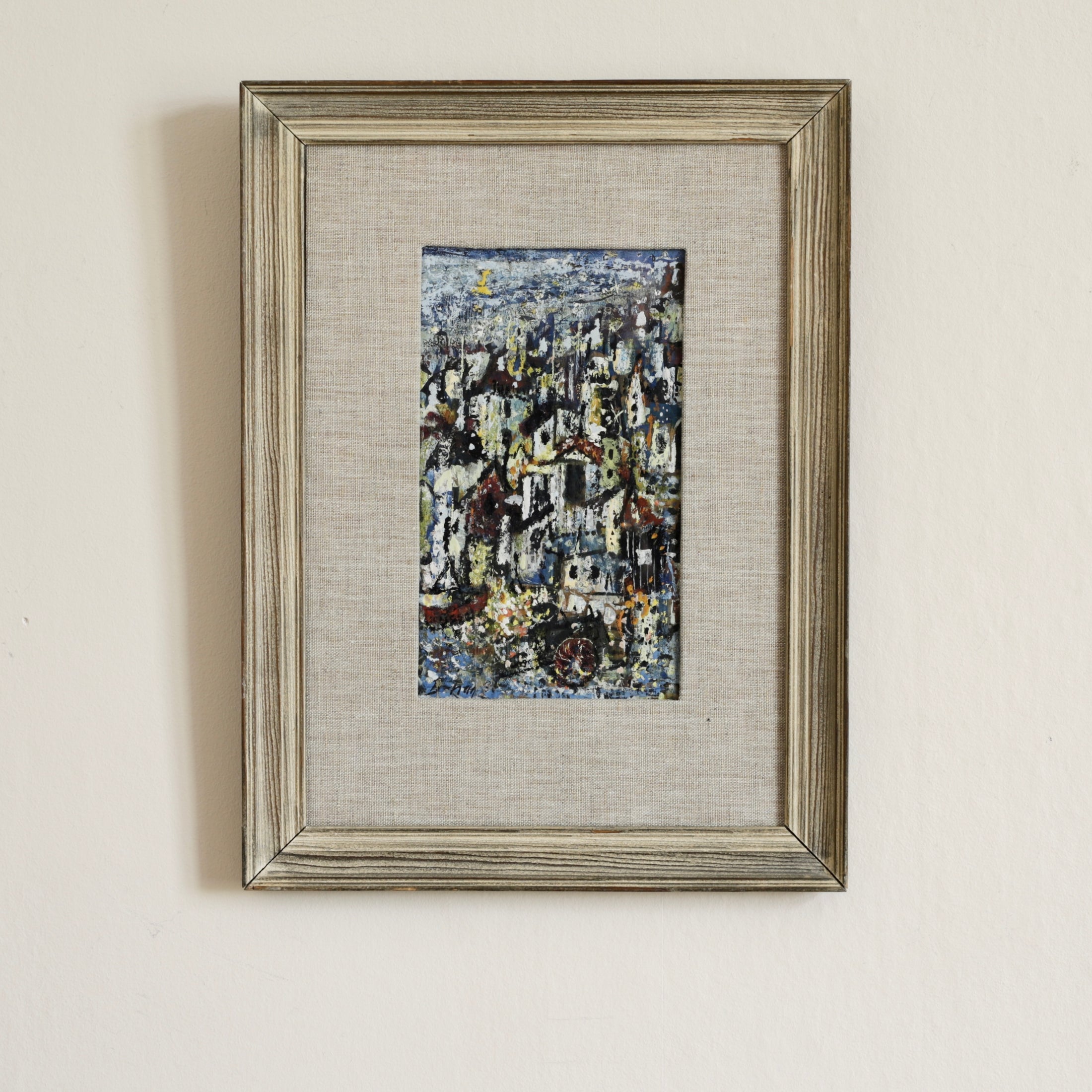 Mid Century Original Abstract Oil Painting From Sweden