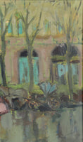 Load image into Gallery viewer, Original Vintage 1940's Cityscape Oil Painting
