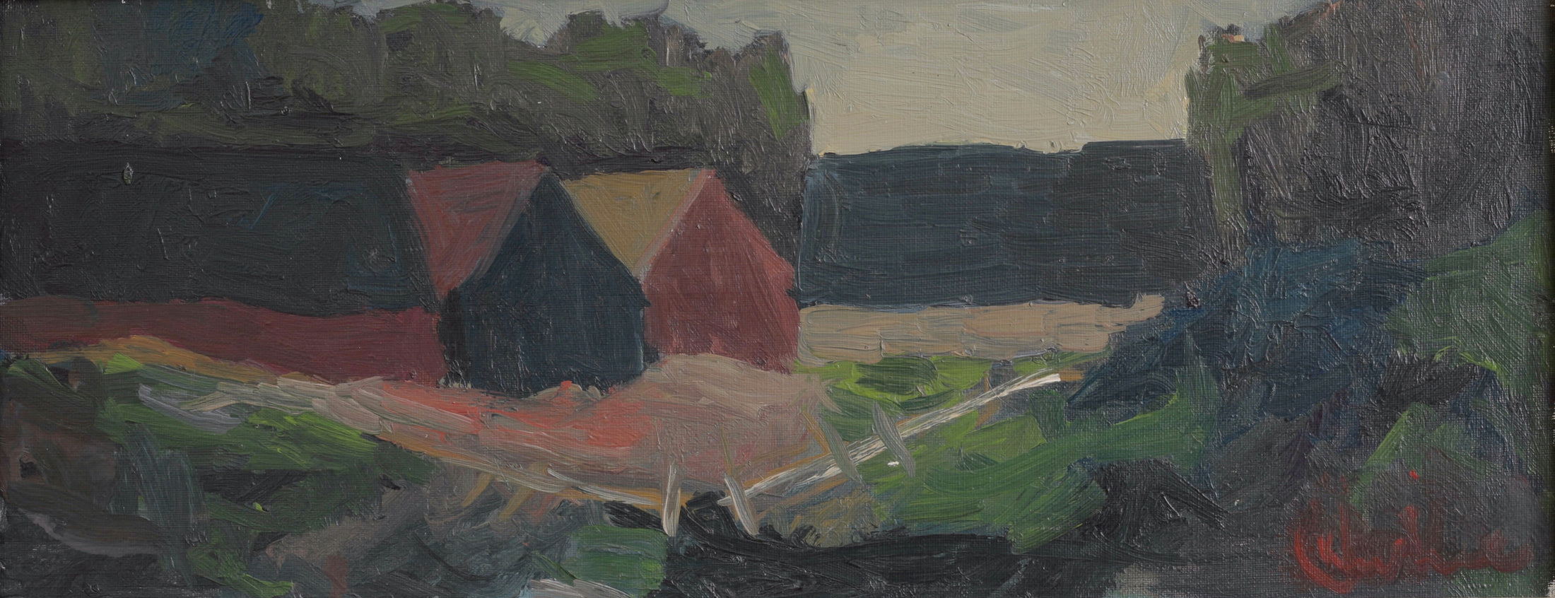 Vintage Art Original Landscape Oil Painting from Sweden