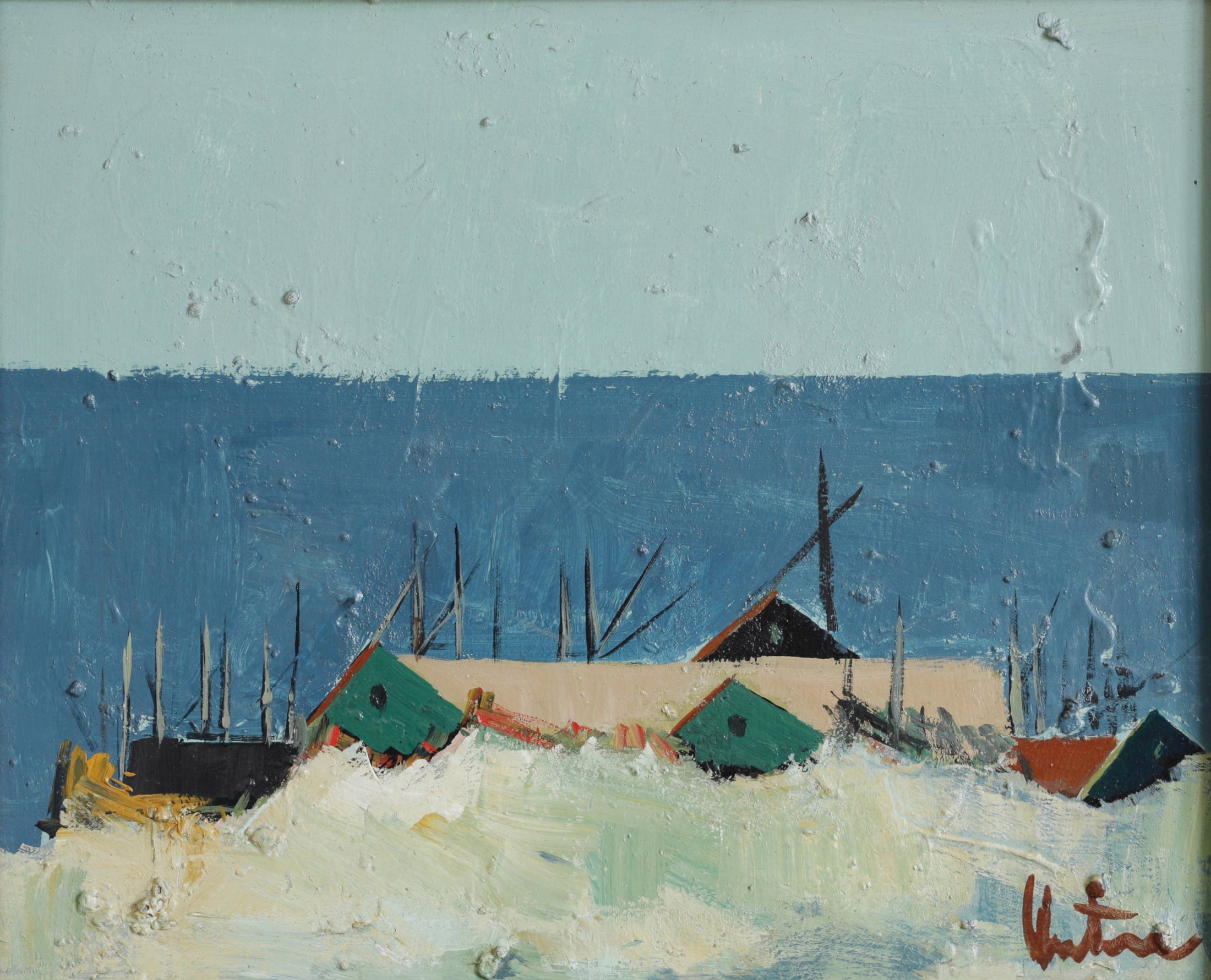 Mid Century Vintage Art Oil Painting from Sweden