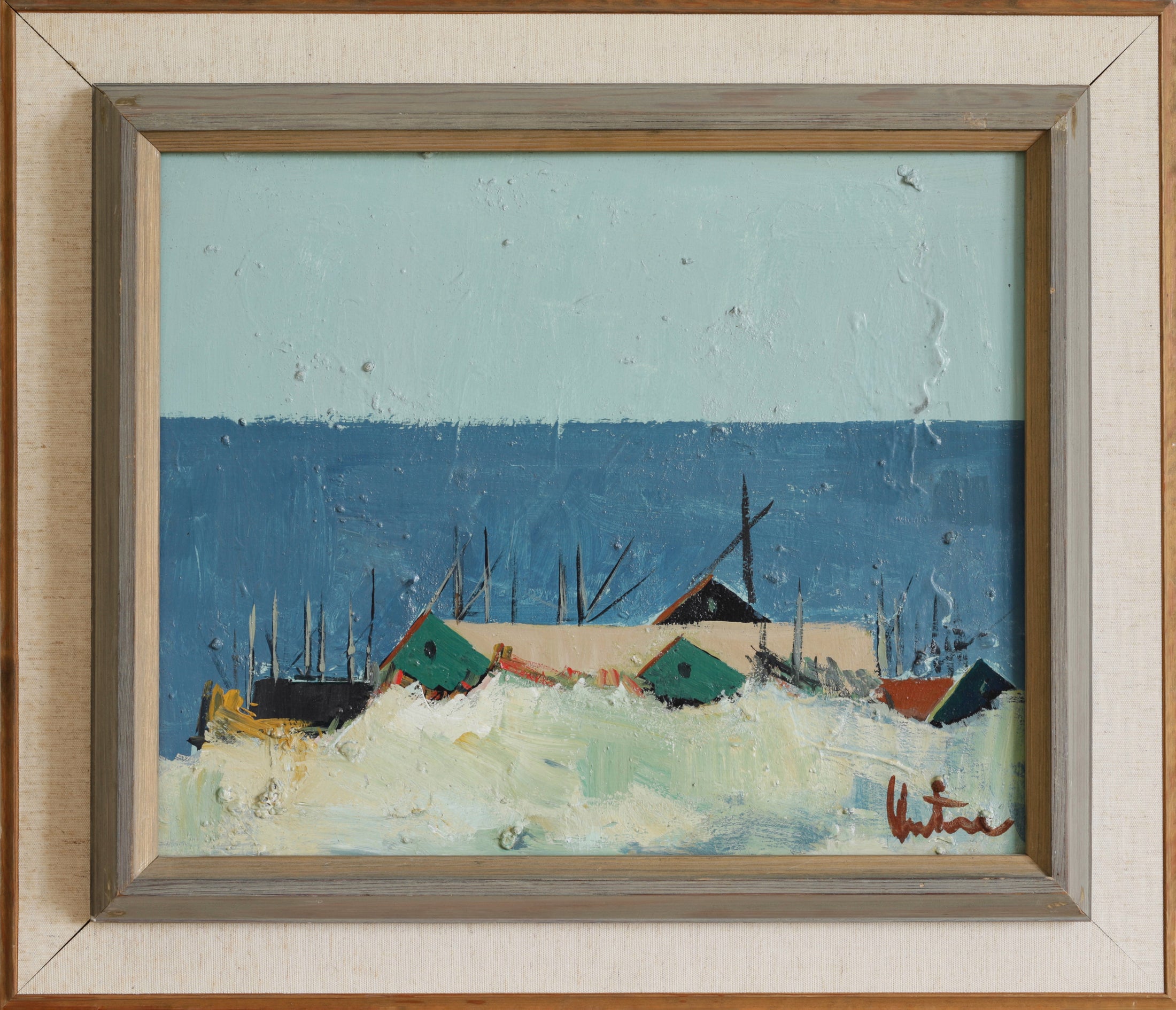 Mid Century Vintage Art Oil Painting from Sweden