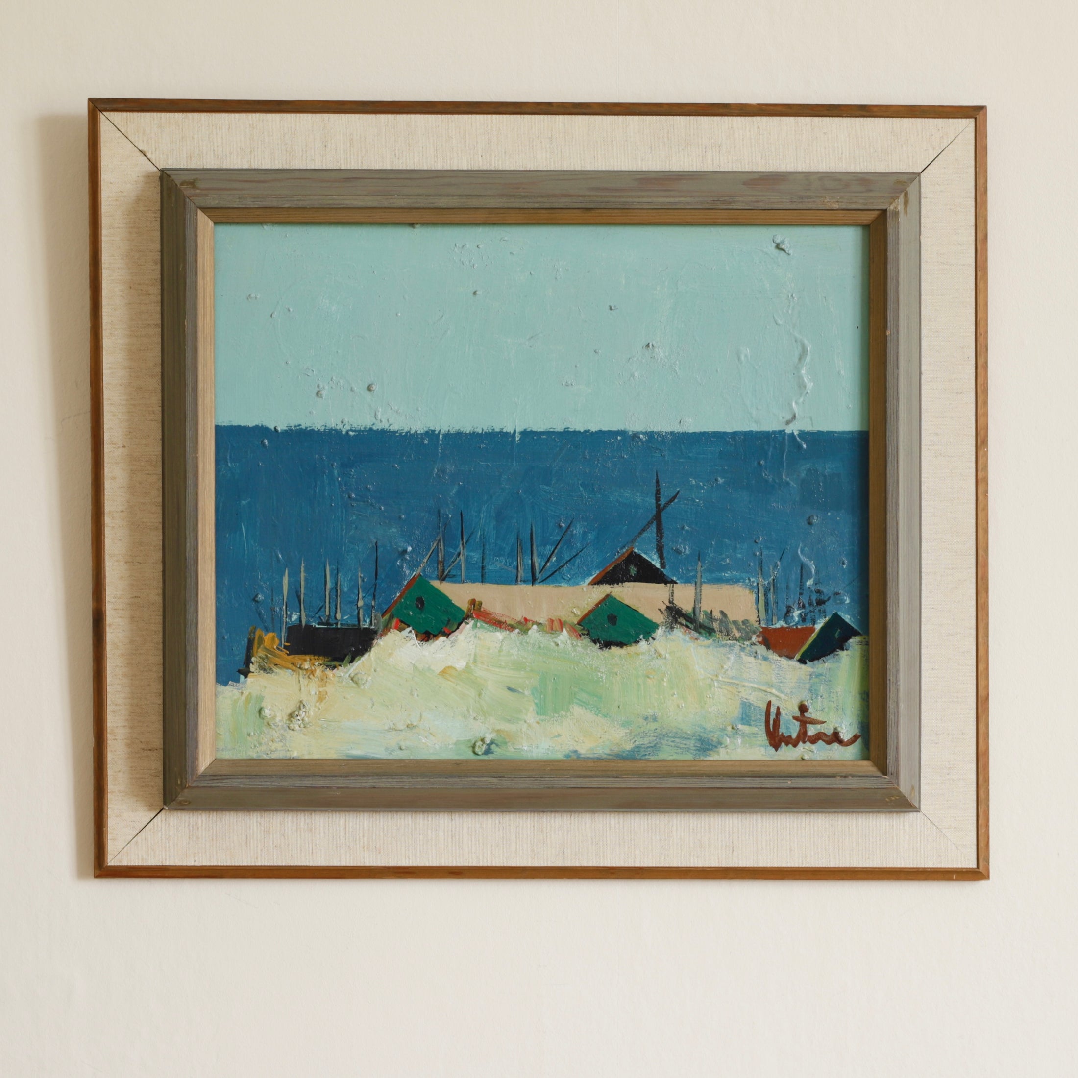 Mid Century Vintage Art Oil Painting from Sweden