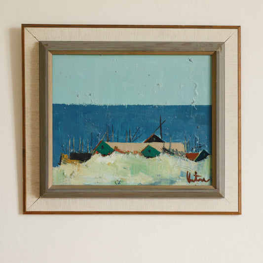 Mid Century Vintage Art Oil Painting from Sweden