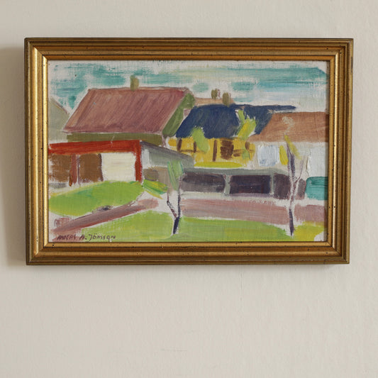 Vintage Art Mid Century Original Landscape Oil Painting