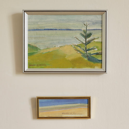 Pair of Vintage Mid Century Original Coastal Oil Paintings