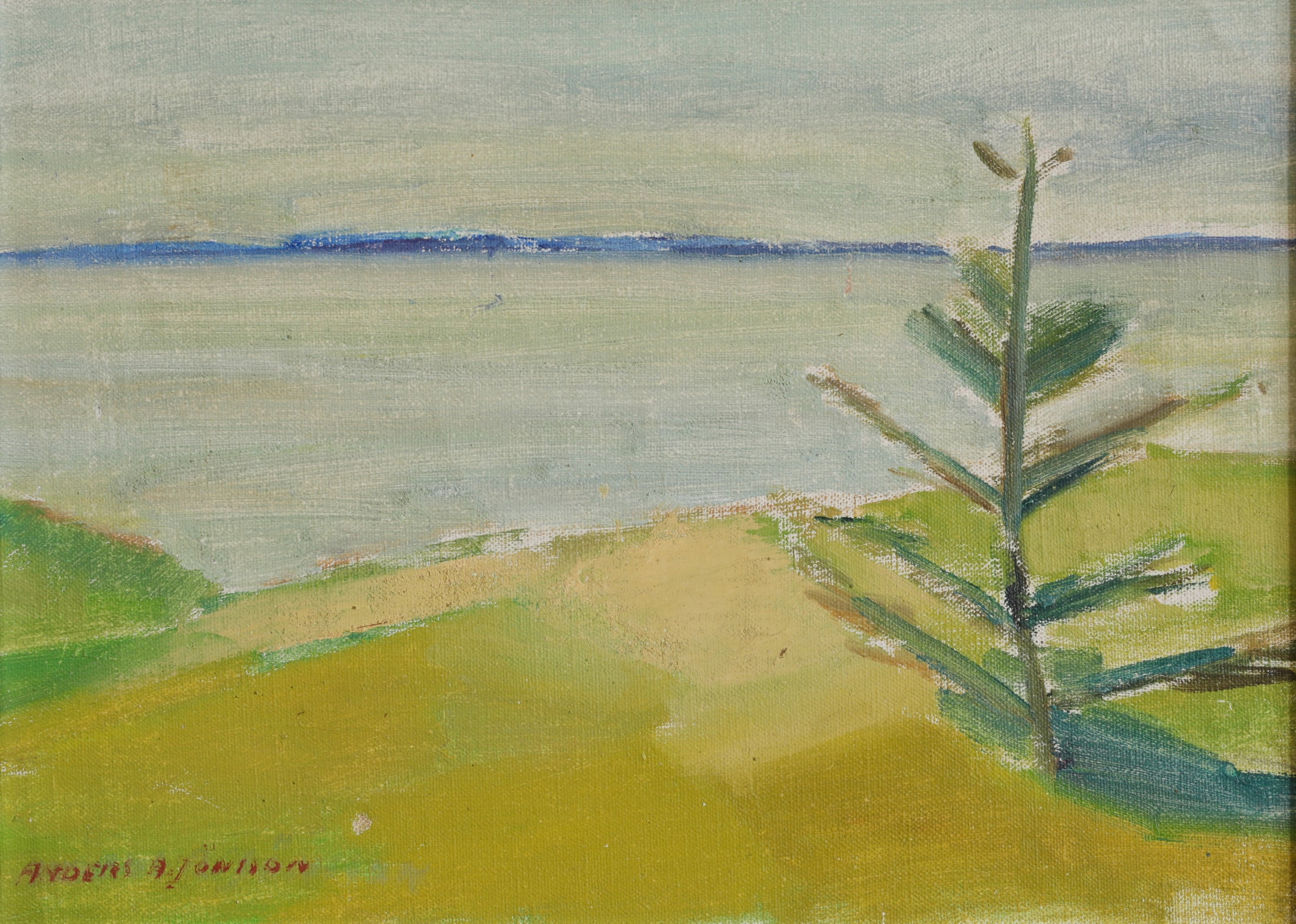 Pair of Vintage Mid Century Original Coastal Oil Paintings