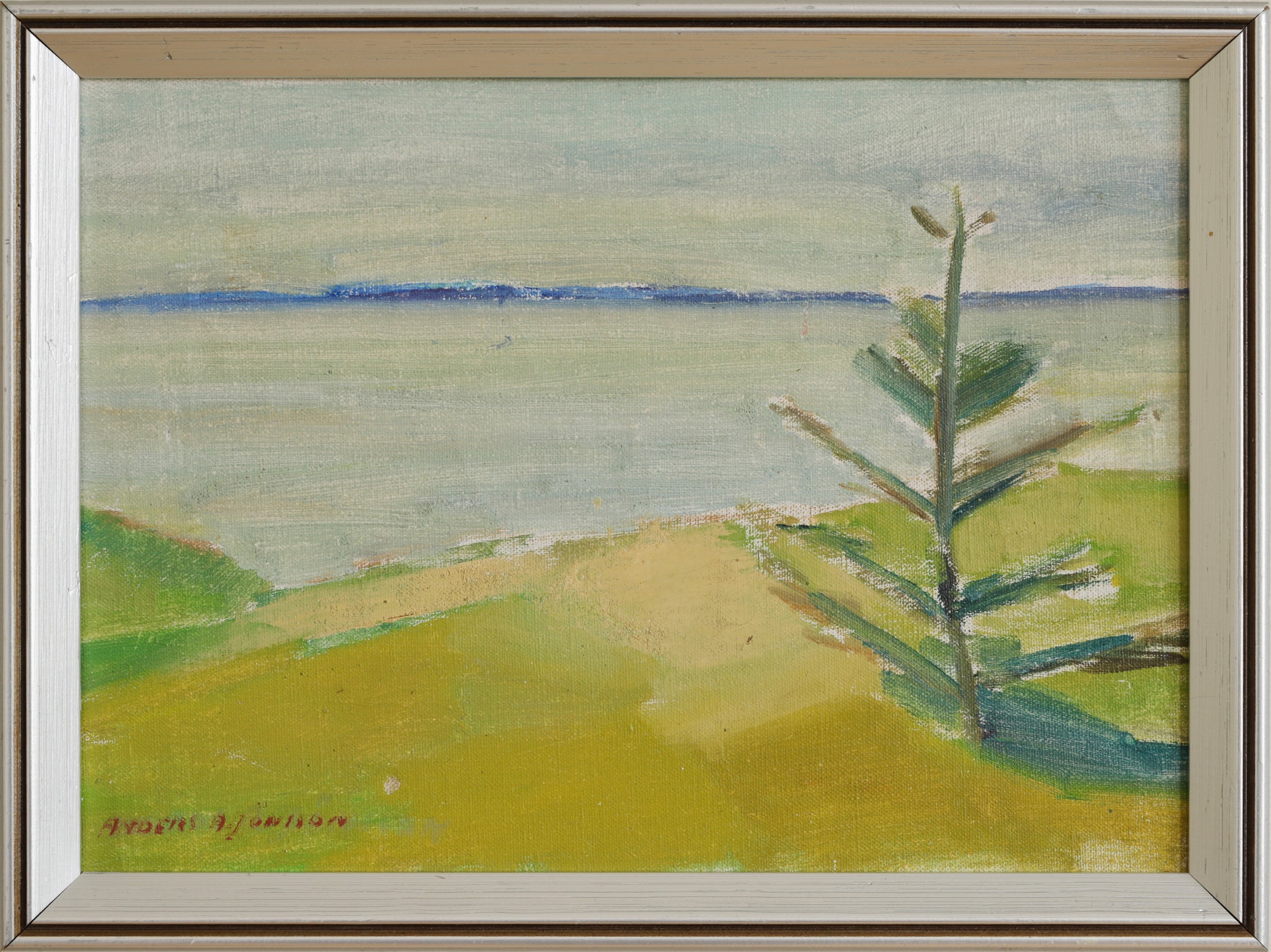 Pair of Vintage Mid Century Original Coastal Oil Paintings