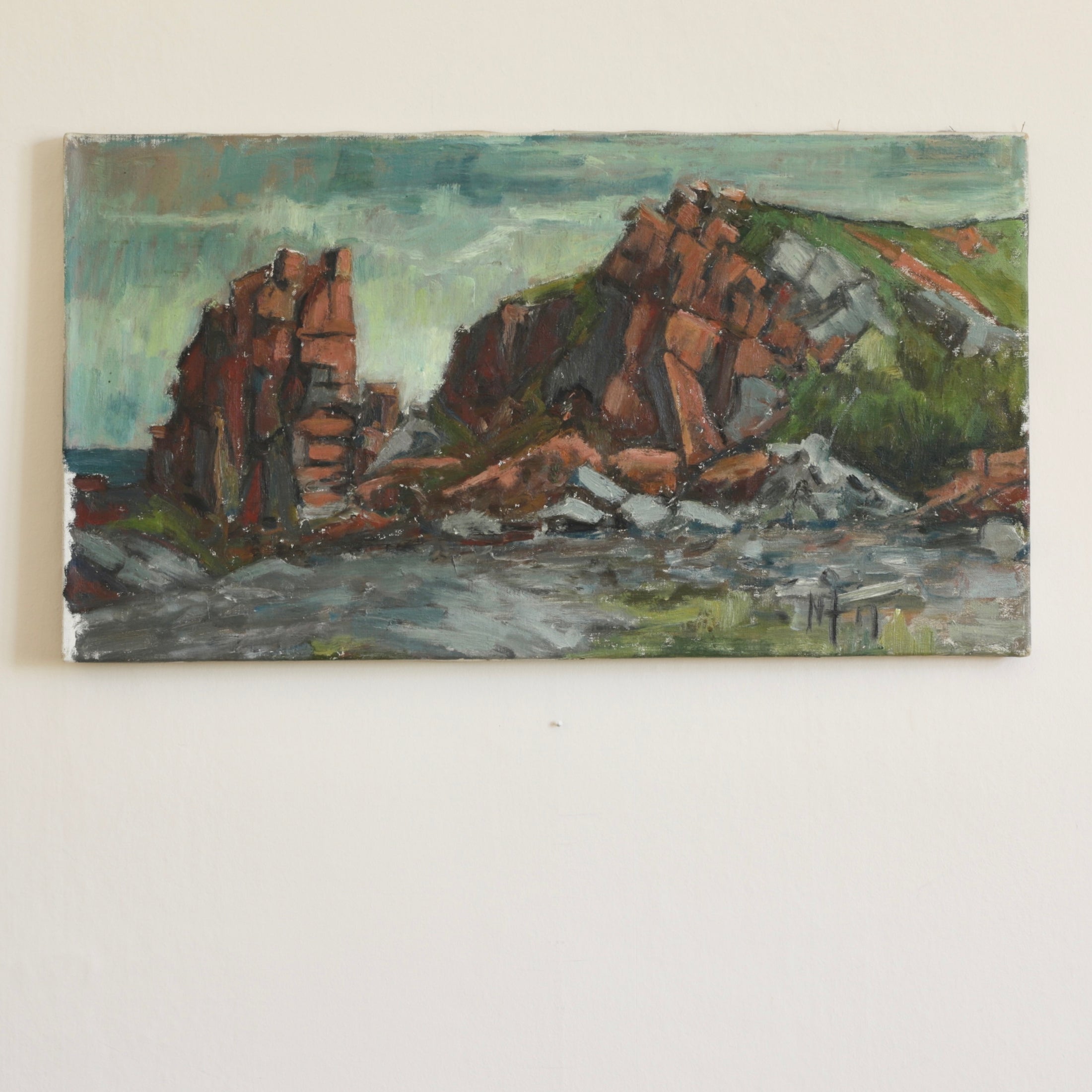 Mid Century Original Coastal Oil Painting From Sweden