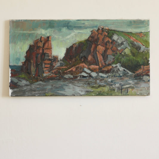 Mid Century Original Coastal Oil Painting From Sweden