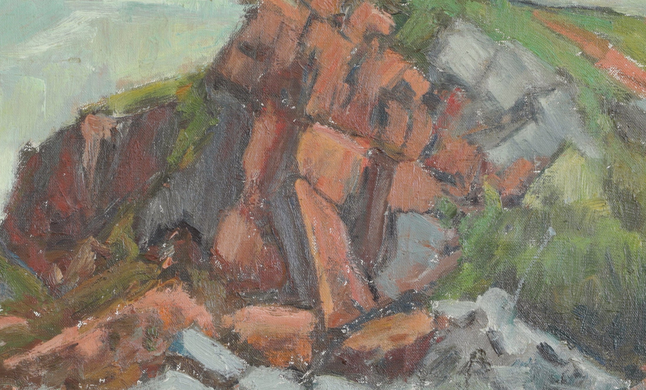 Mid Century Original Coastal Oil Painting From Sweden