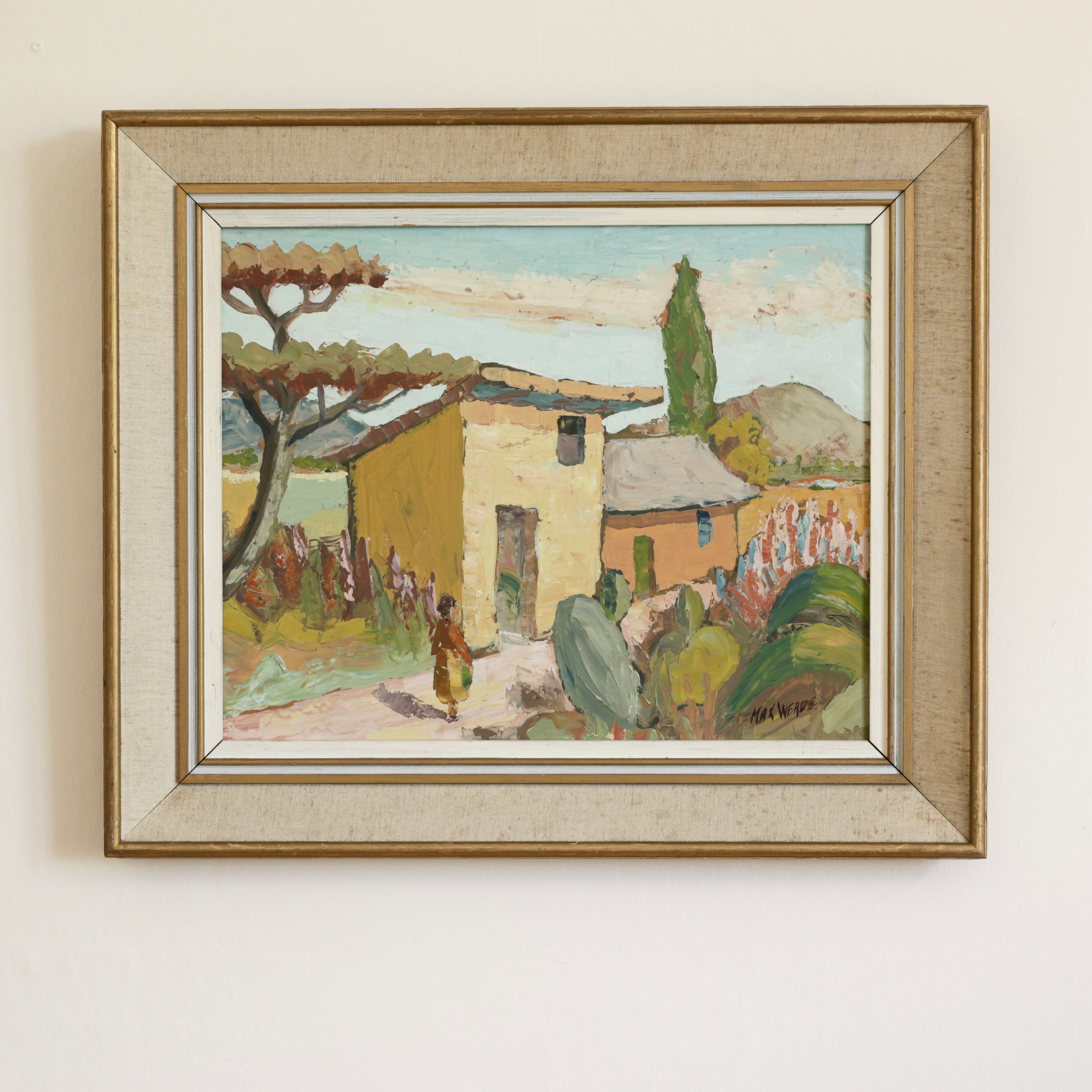 Vintage Art Room Original Landscape Oil Painting from Sweden