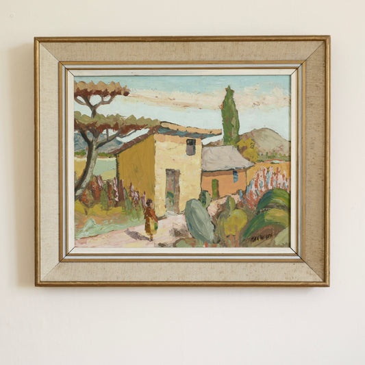 Vintage Art Room Original Landscape Oil Painting from Sweden
