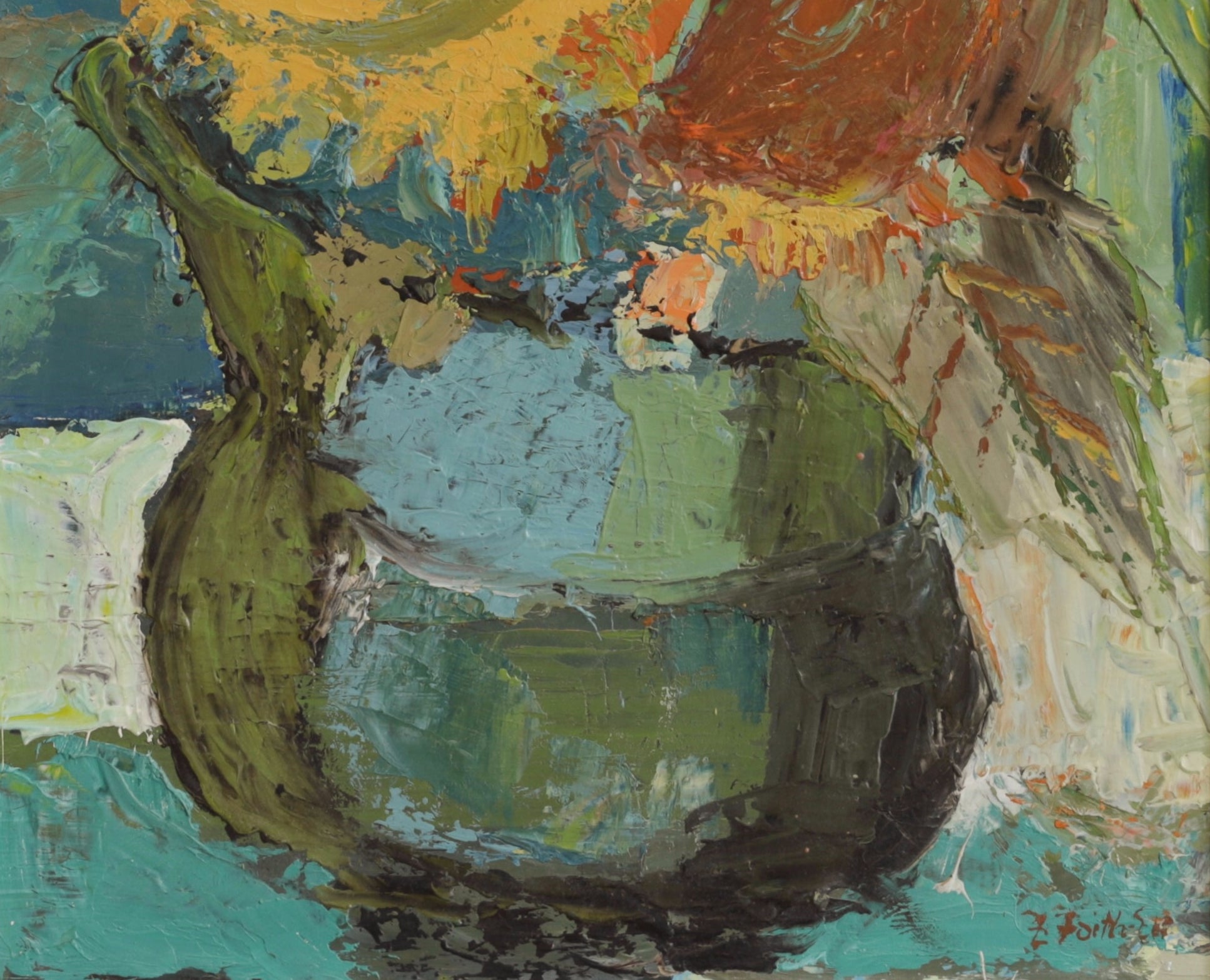 Mid Century Vintage Art Still Life Painting from Sweden