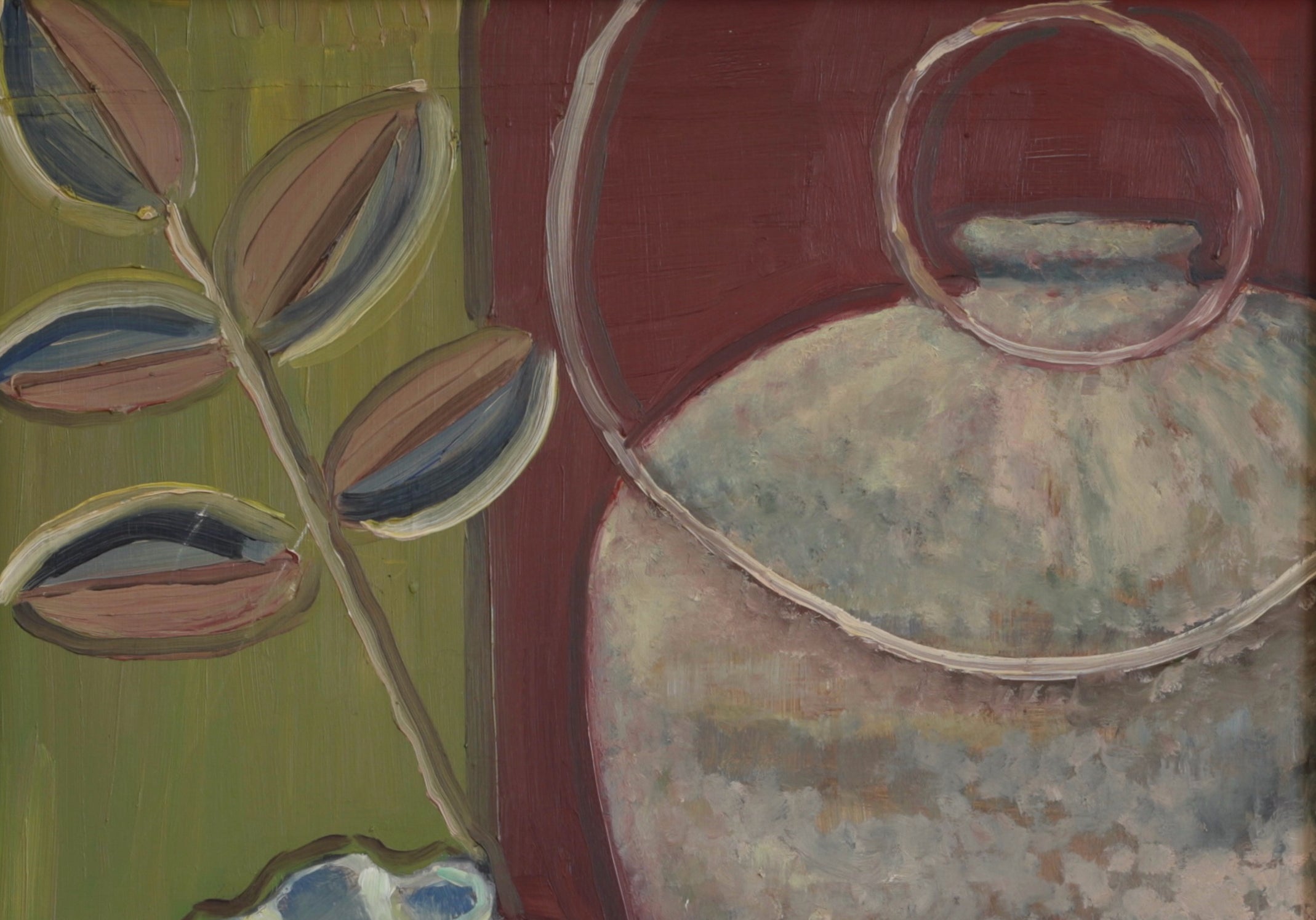 Mid Century Vintage Original Colorful Still Life Oil Painting from Sweden