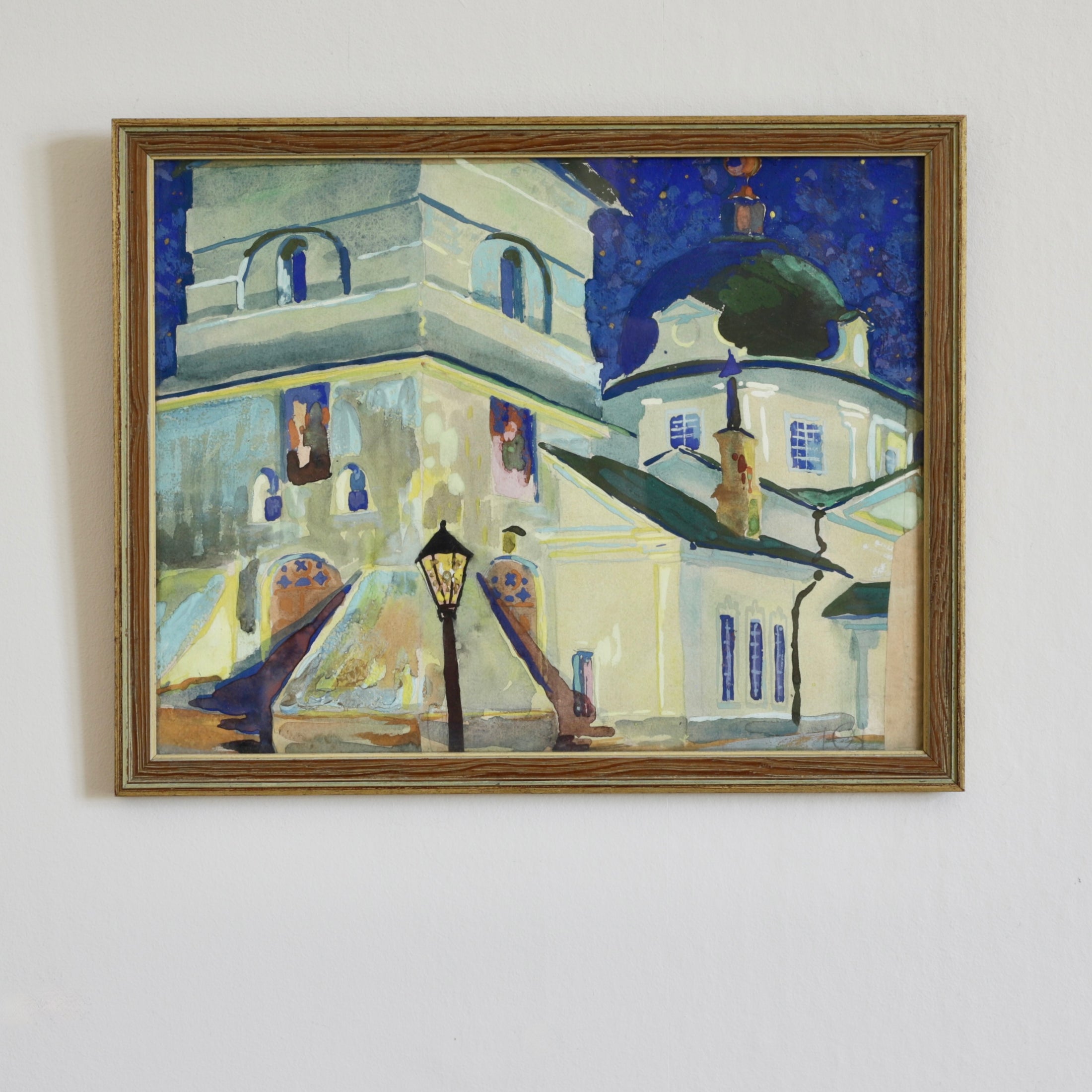 Vintage Original Cityscape Painting by Hildebrandt