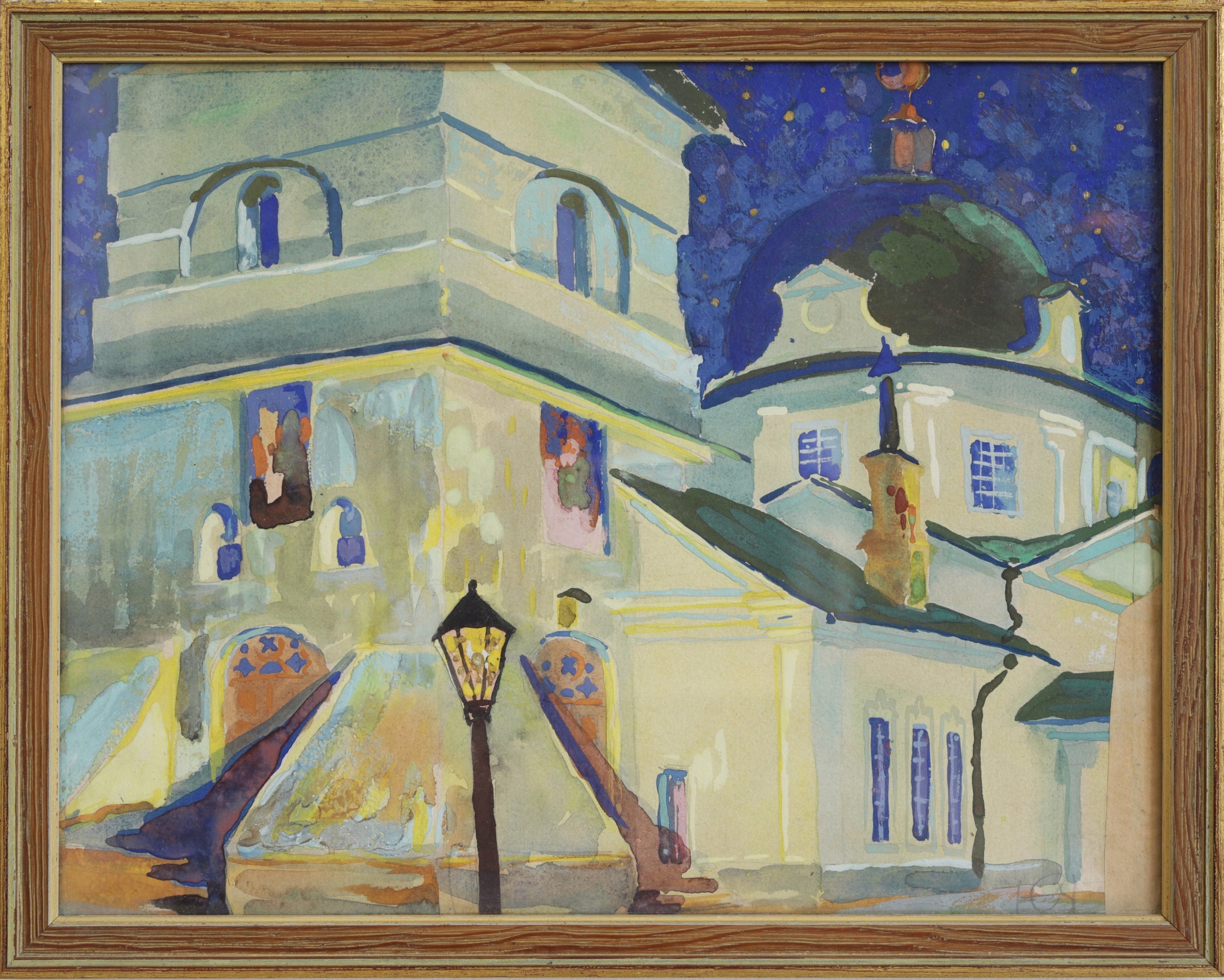 Vintage Original Cityscape Painting by Hildebrandt