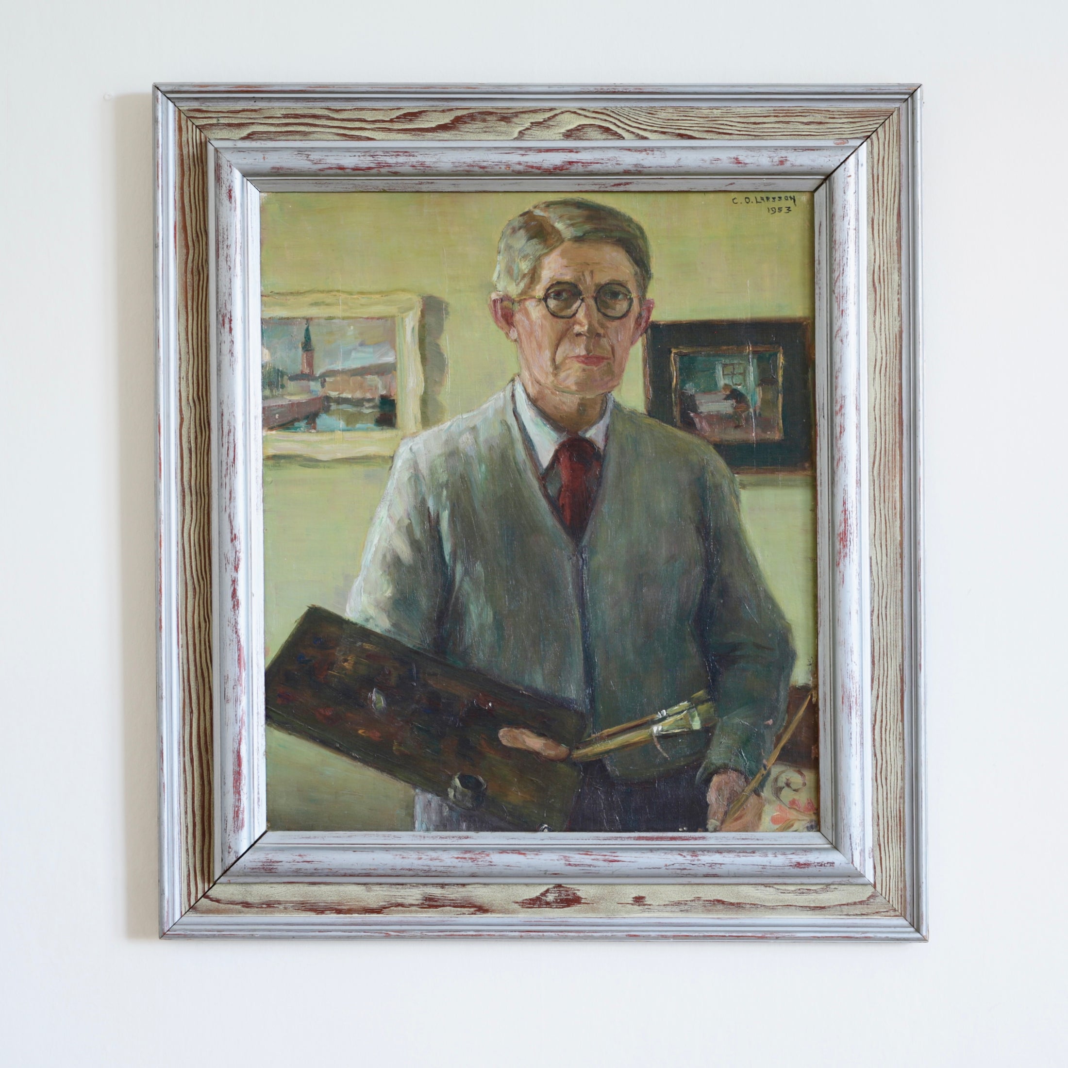 Original Vintage Artist's Self Portrait from Sweden 1953