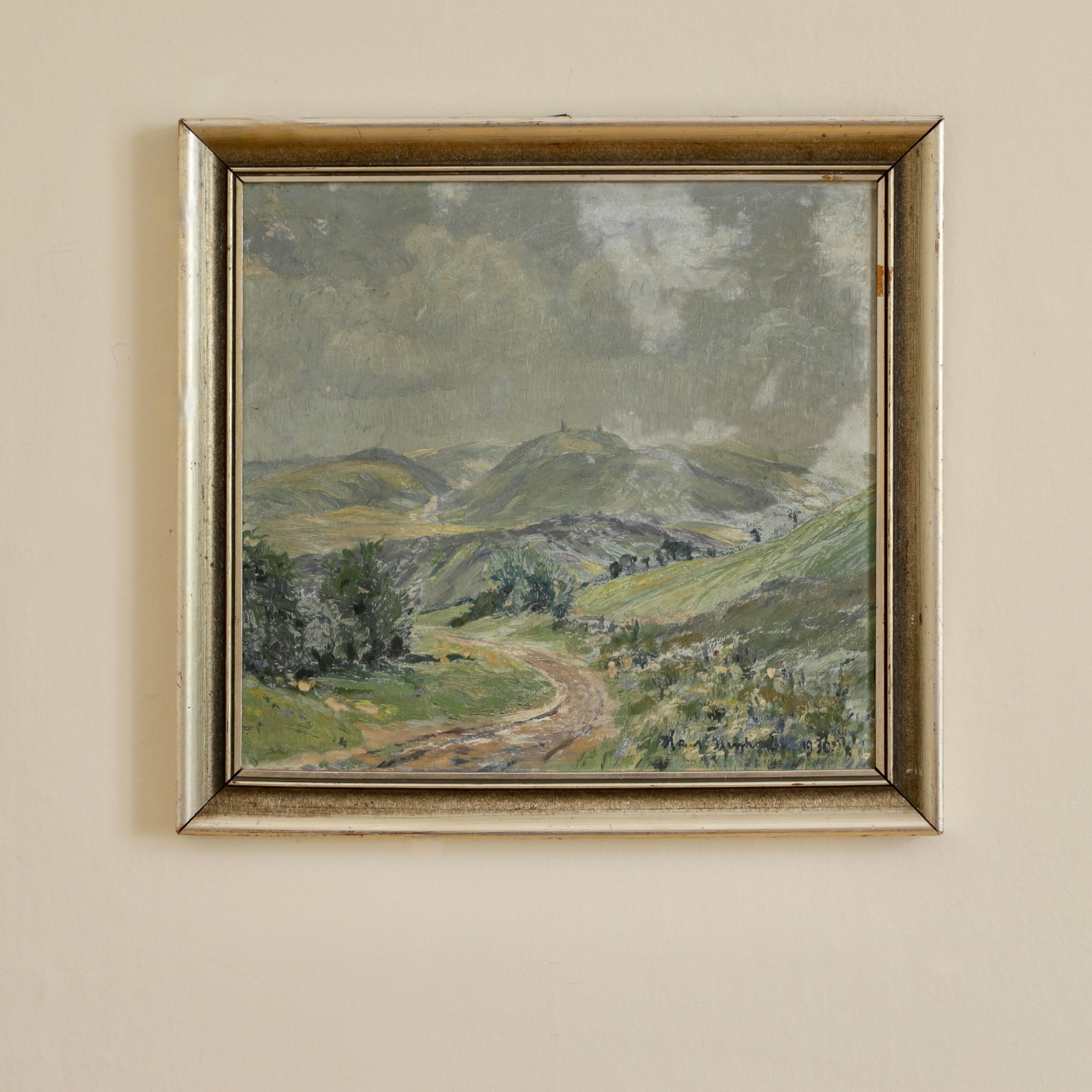 Vintage Original Landscape Oil Painting 1930 from Sweden