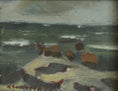 Load image into Gallery viewer, Original Mid Century 1955 Seascape Oil Painting Vintage Art Room Sweden

