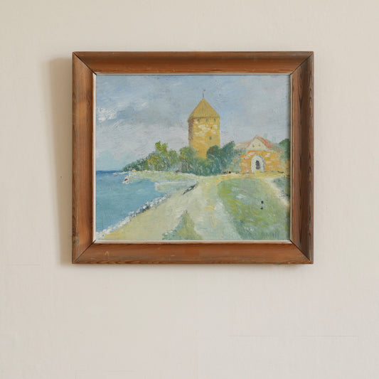 Vintage Original Coastal Oil Painting from Sweden