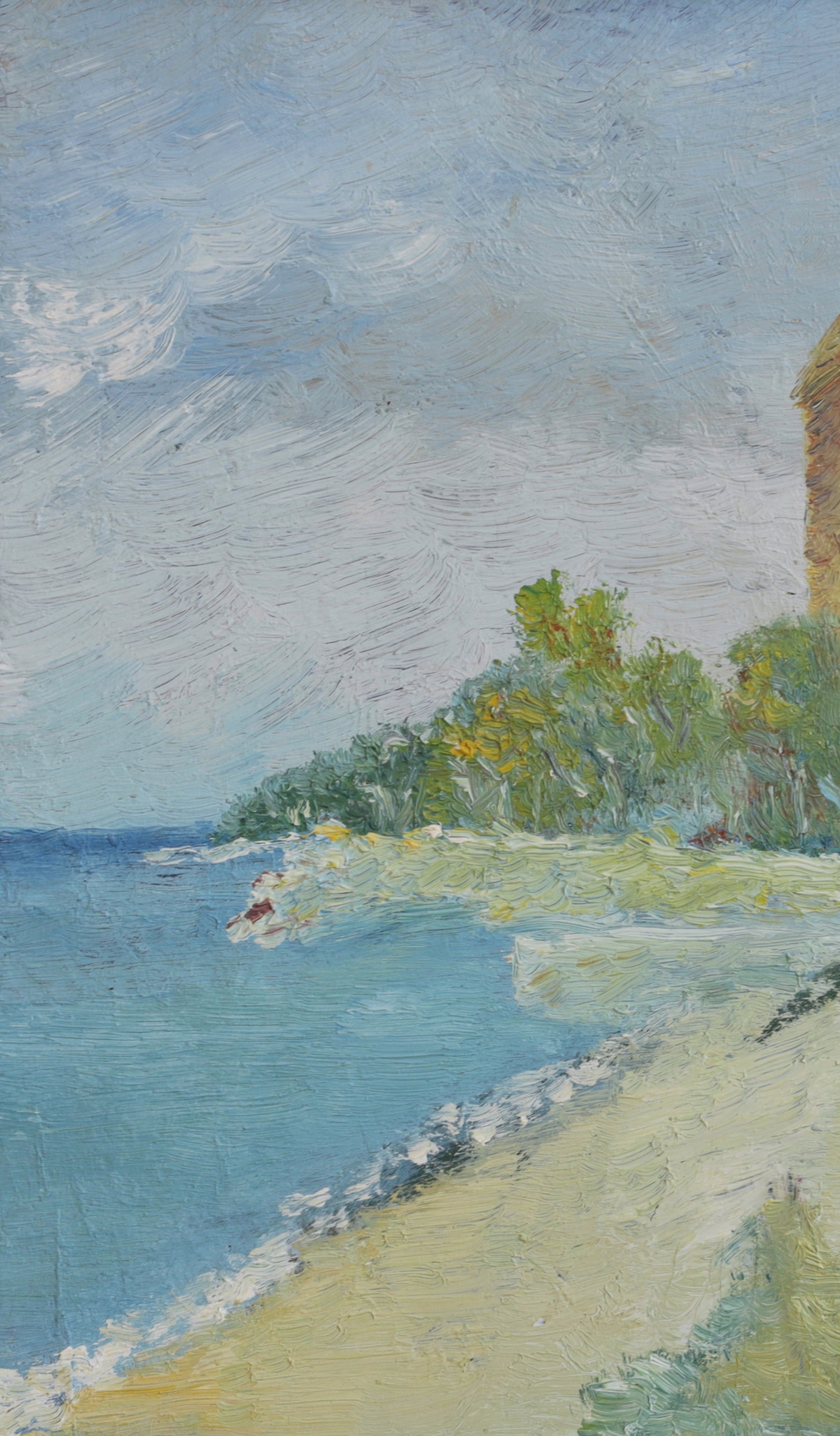 Vintage Original Coastal Oil Painting from Sweden