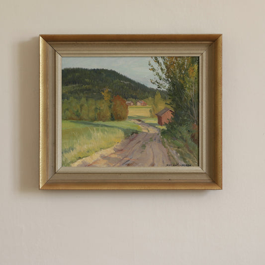 Mid Century Landscape Oil Painting From Sweden by S Holmgren