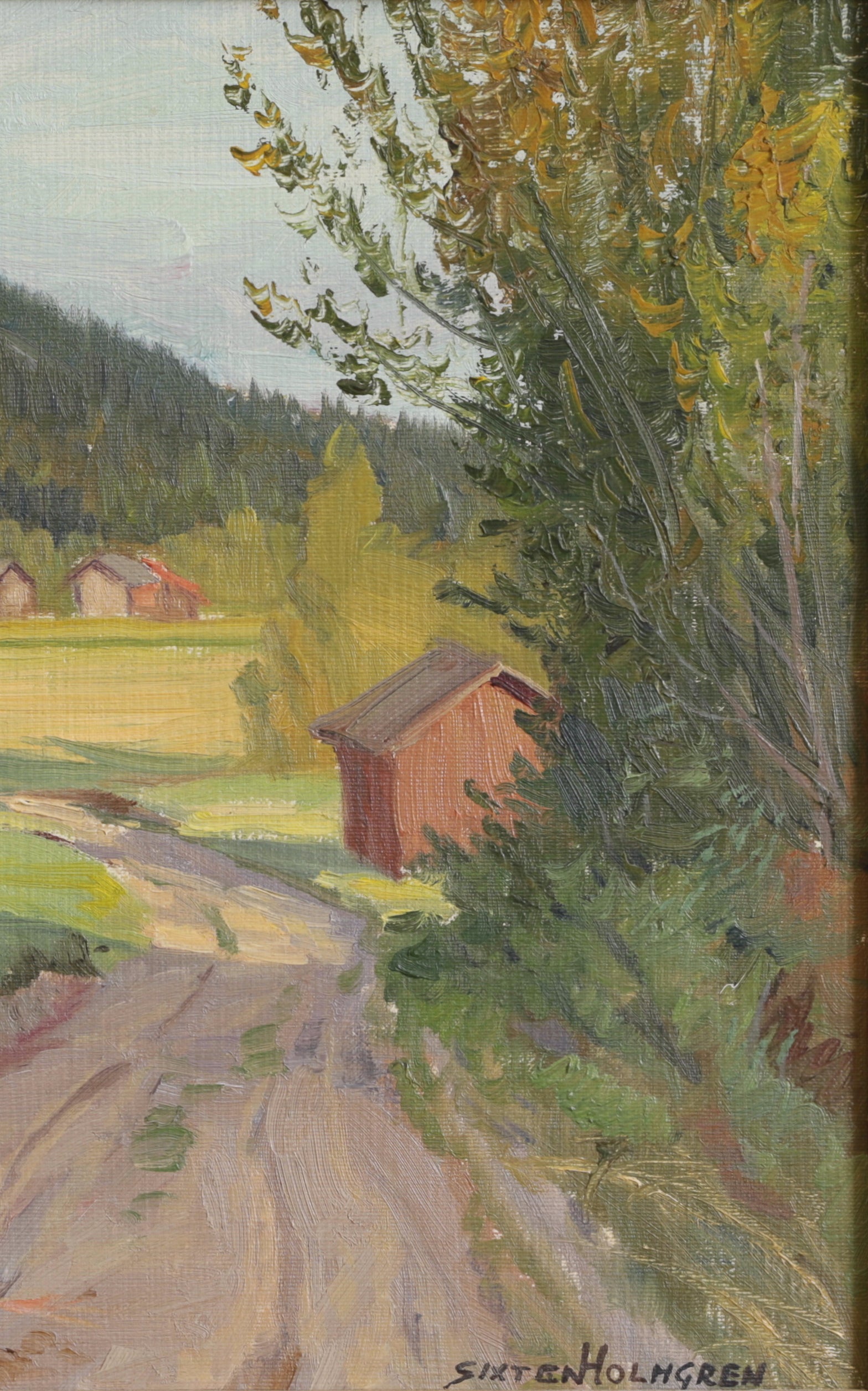 Mid Century Landscape Oil Painting From Sweden by S Holmgren