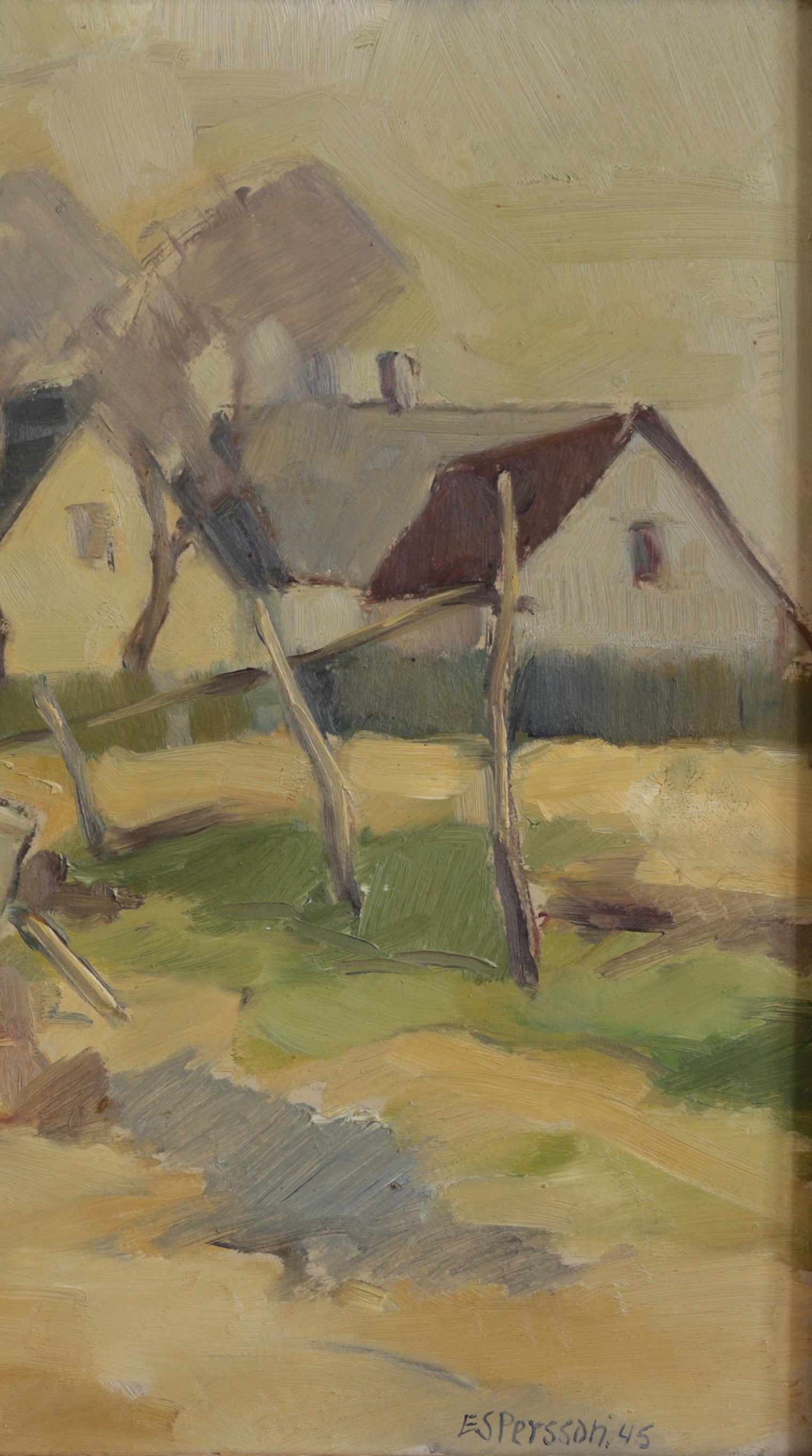 Original 1940's Mid Century Oil Painting from Sweden