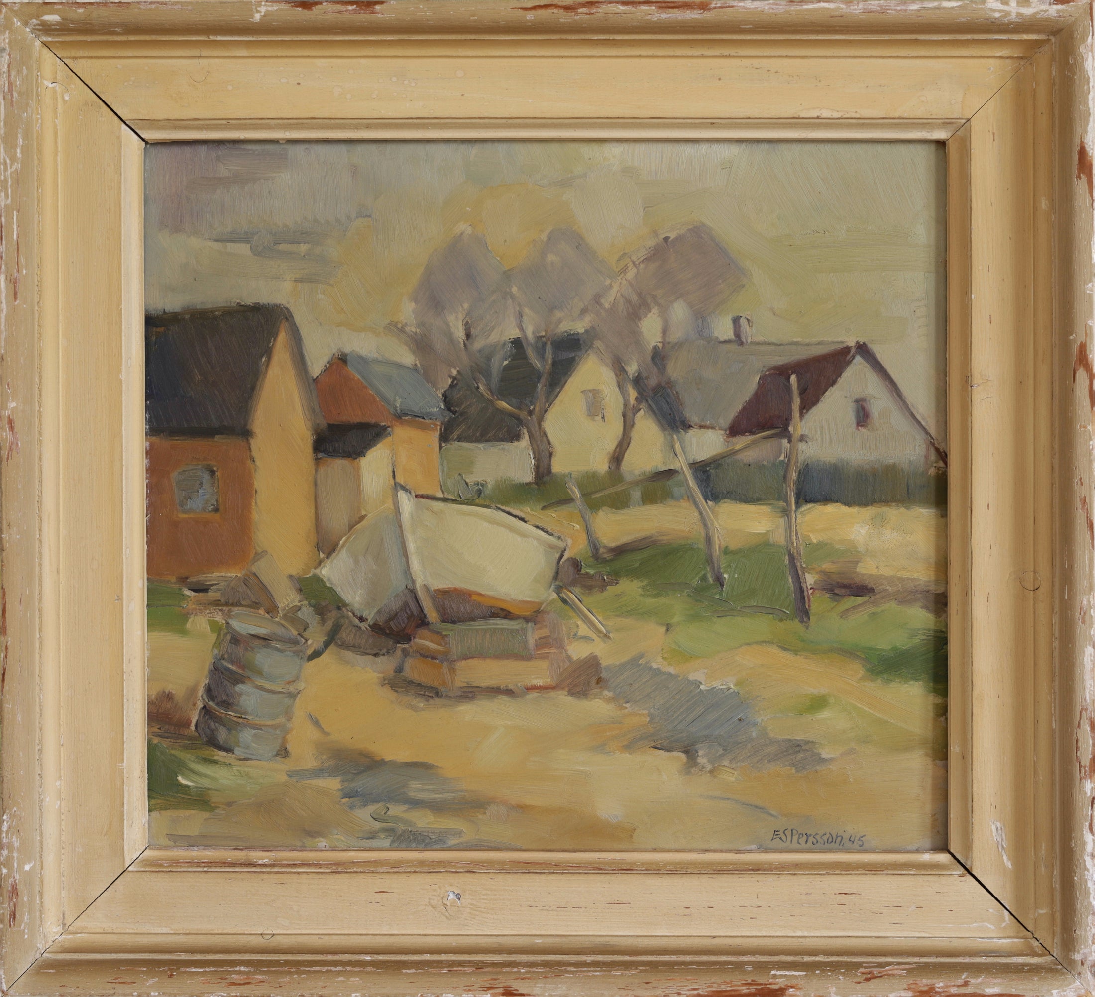Original 1940's Mid Century Oil Painting from Sweden