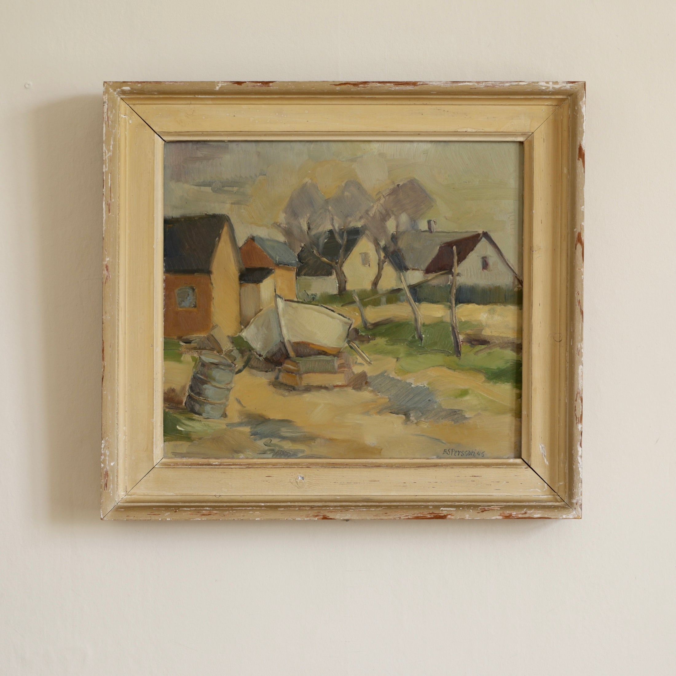 Original 1940's Mid Century Oil Painting from Sweden