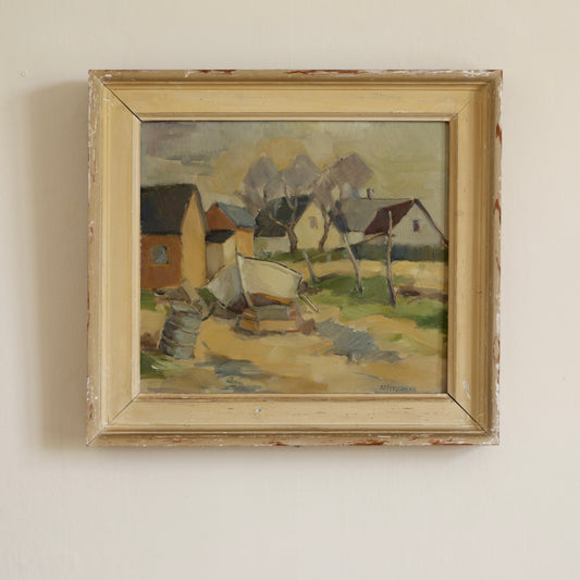 Original 1940's Mid Century Oil Painting from Sweden