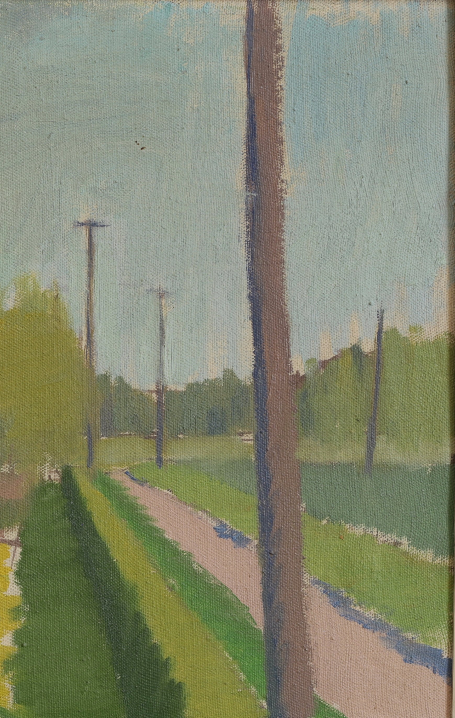 Colorful 1940's Vintage Mid Century Landscape Oil Painting From Sweden
