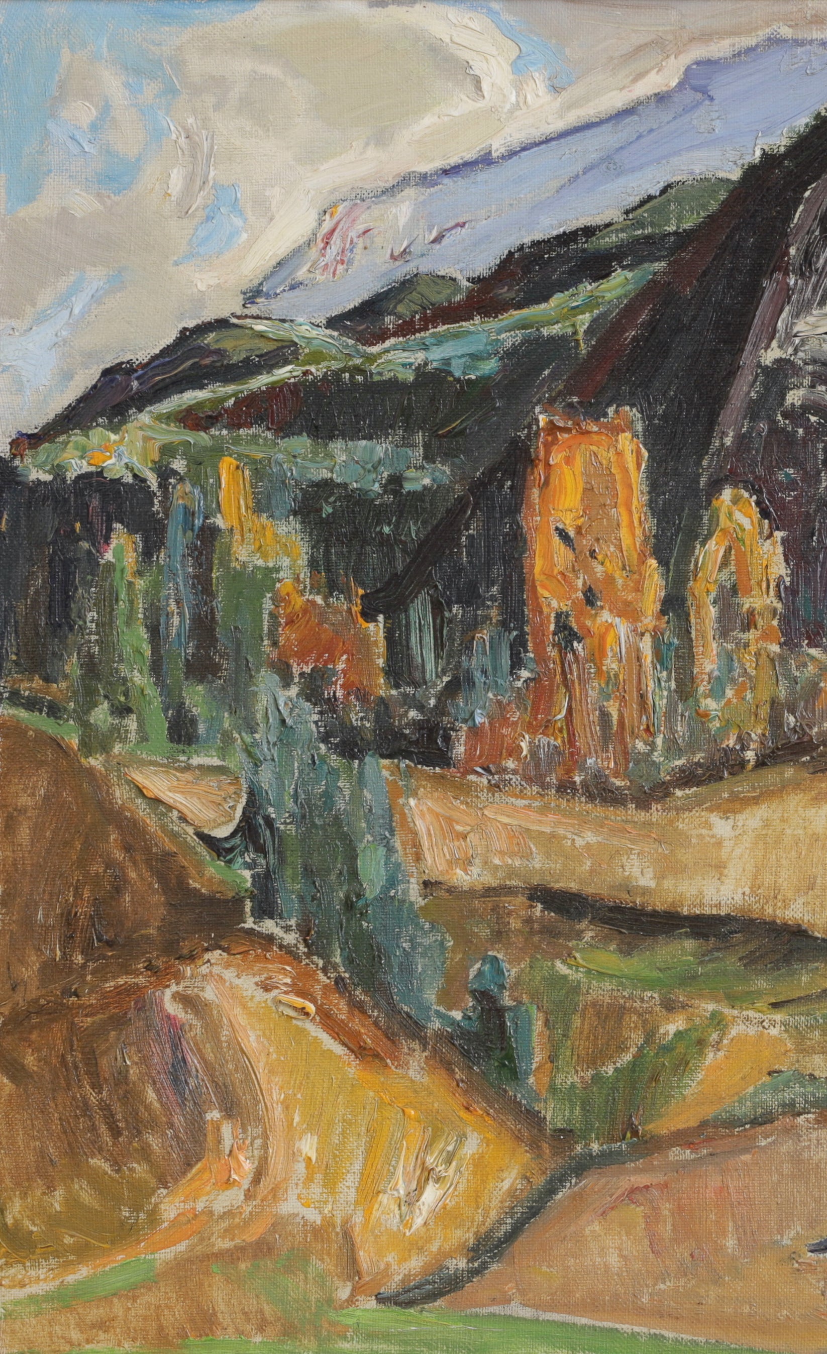 Vintage Art Room Mid Century Landscape Oil Painting From Sweden