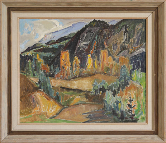 Vintage Art Room Mid Century Landscape Oil Painting From Sweden