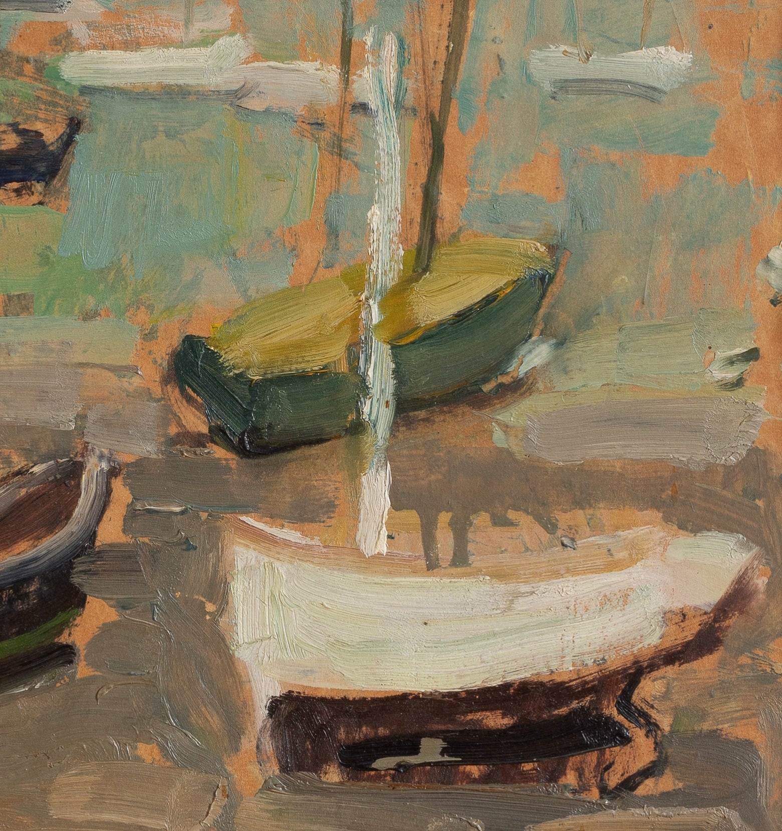 Vintage Art Room Original 1950's Mid Century Coastal Oil Painting