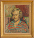 Load image into Gallery viewer, Vintage Original Girl's Portrait Oil Painting from Sweden
