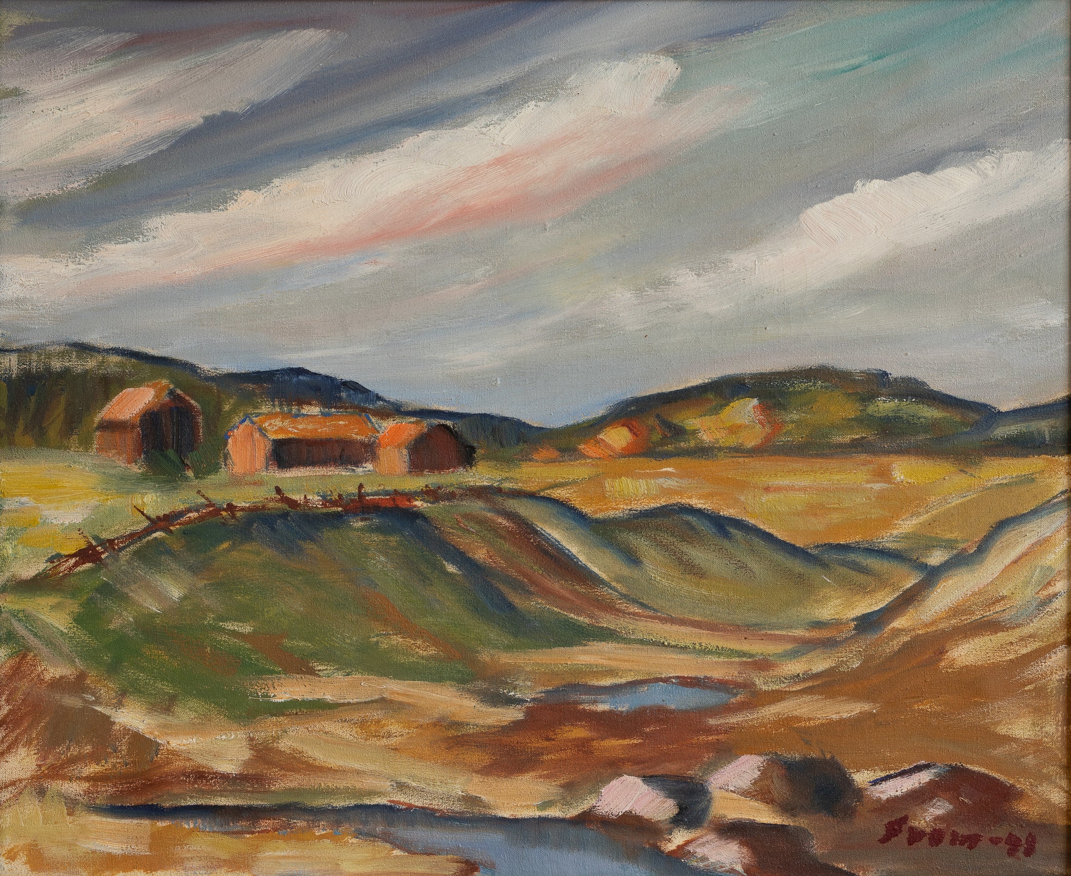 Vintage Original Landscape Oil Painting from Sweden