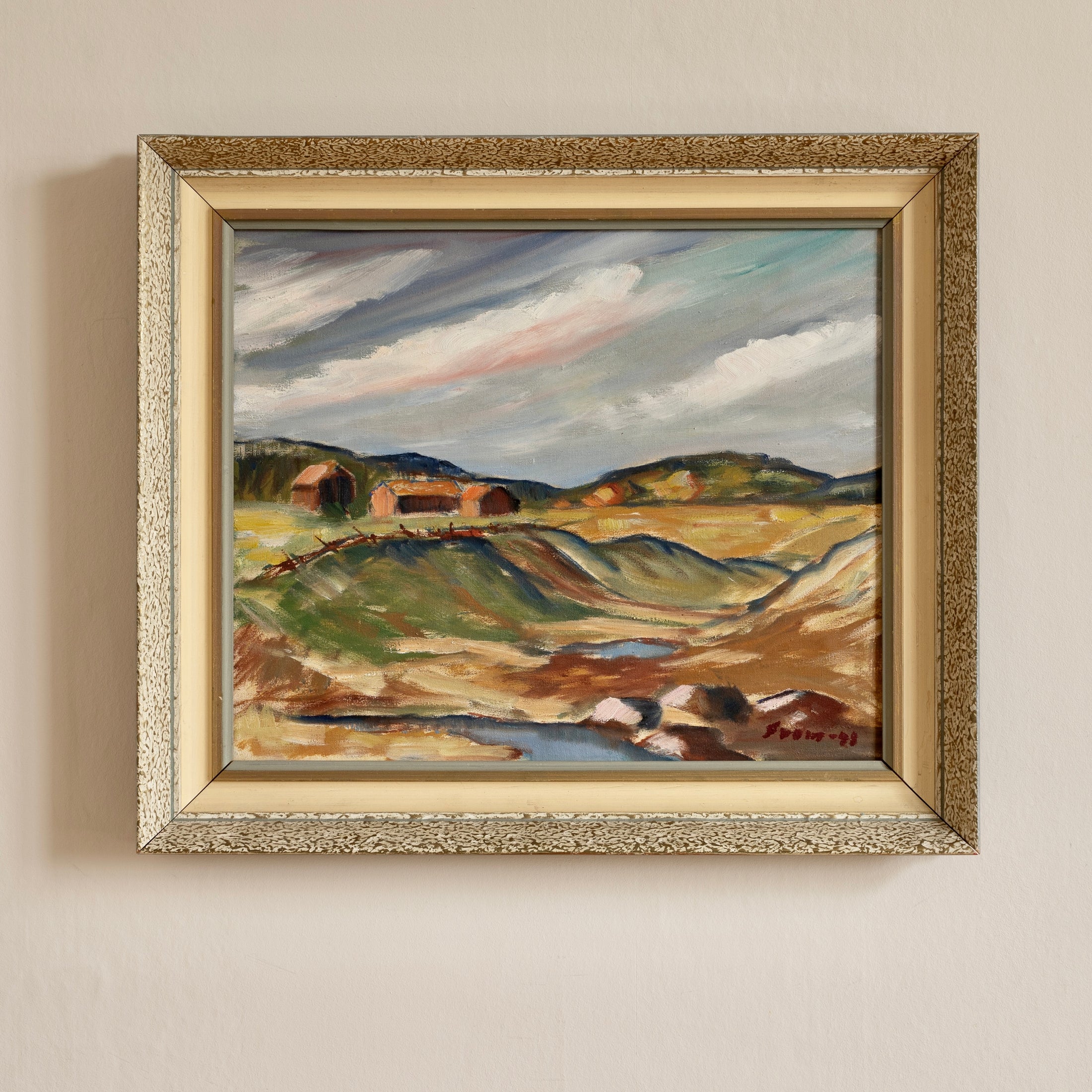 Vintage Original Landscape Oil Painting from Sweden