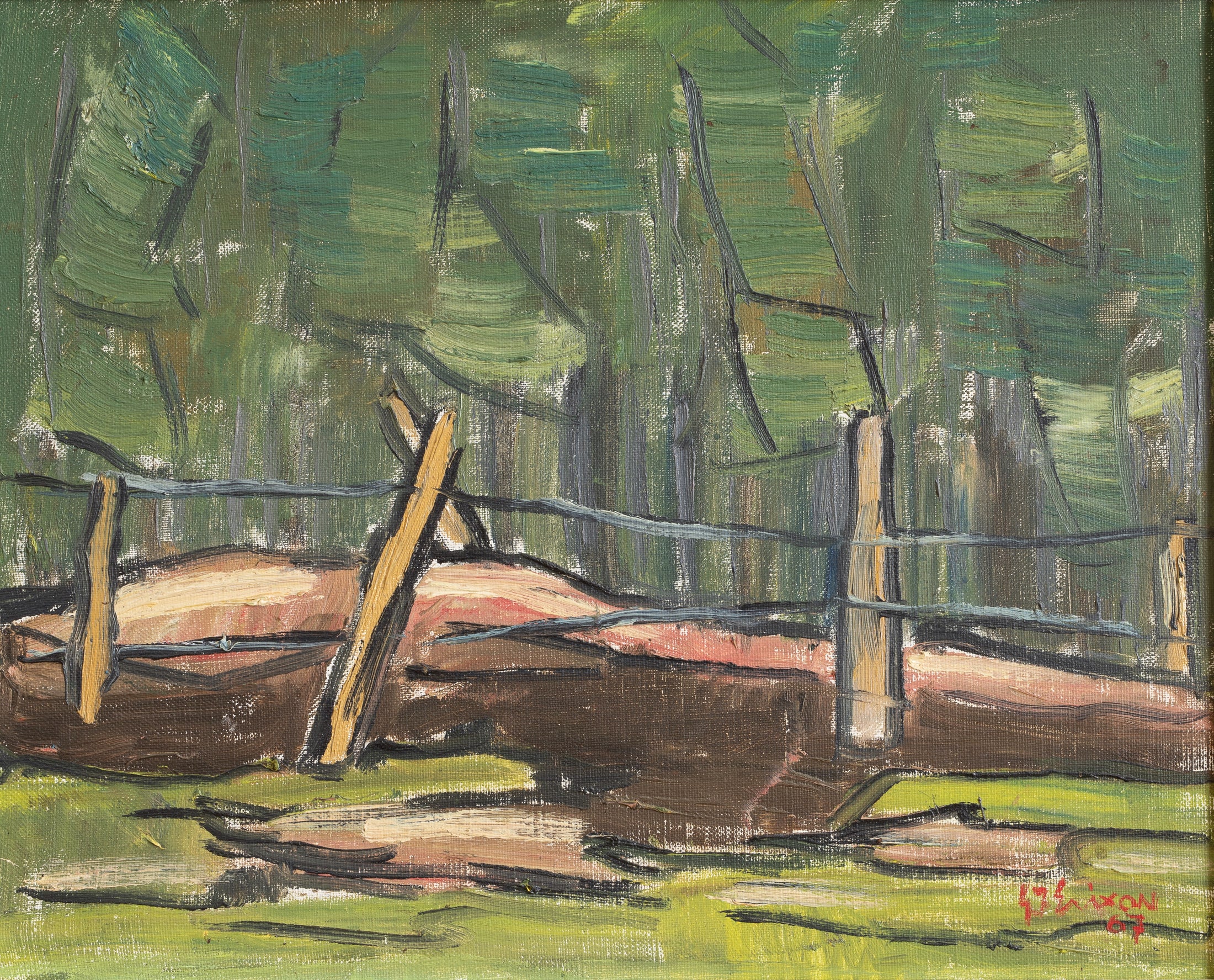 Mid Century Vintage 1960's Landscape Oil Painting from Sweden