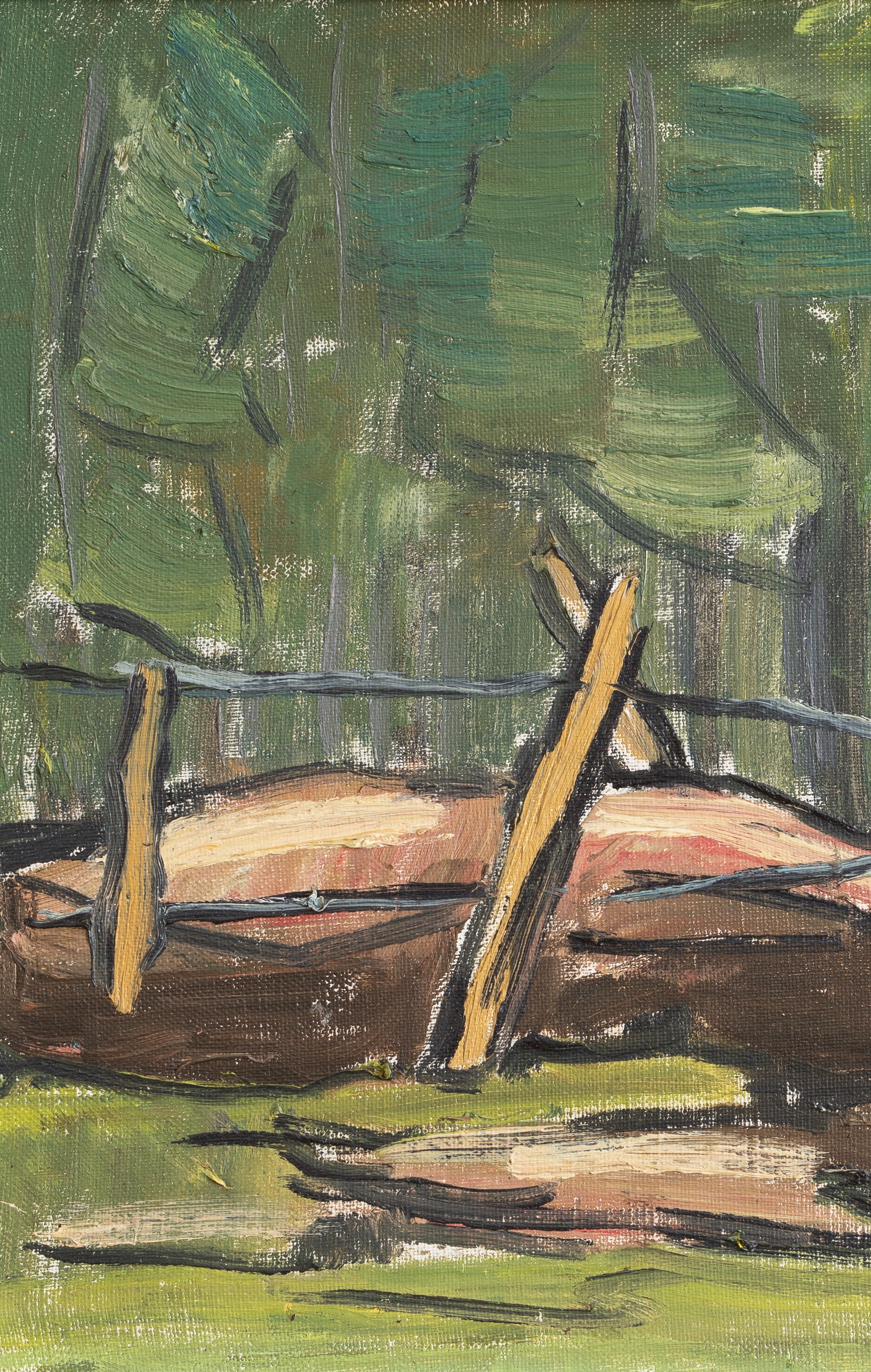 Mid Century Vintage 1960's Landscape Oil Painting from Sweden