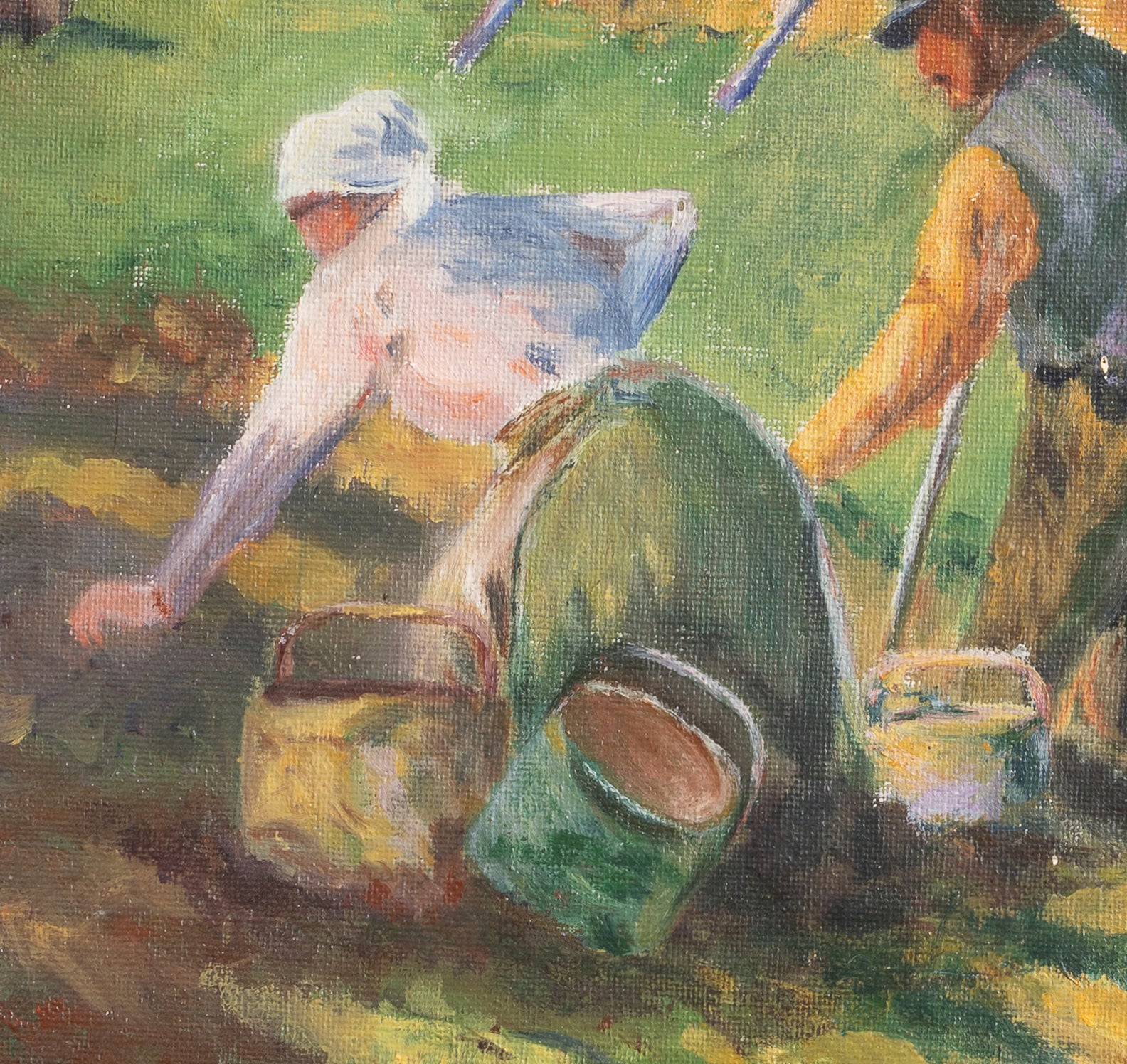 Original Vintage Colorful Harvest Oil Painting from Sweden