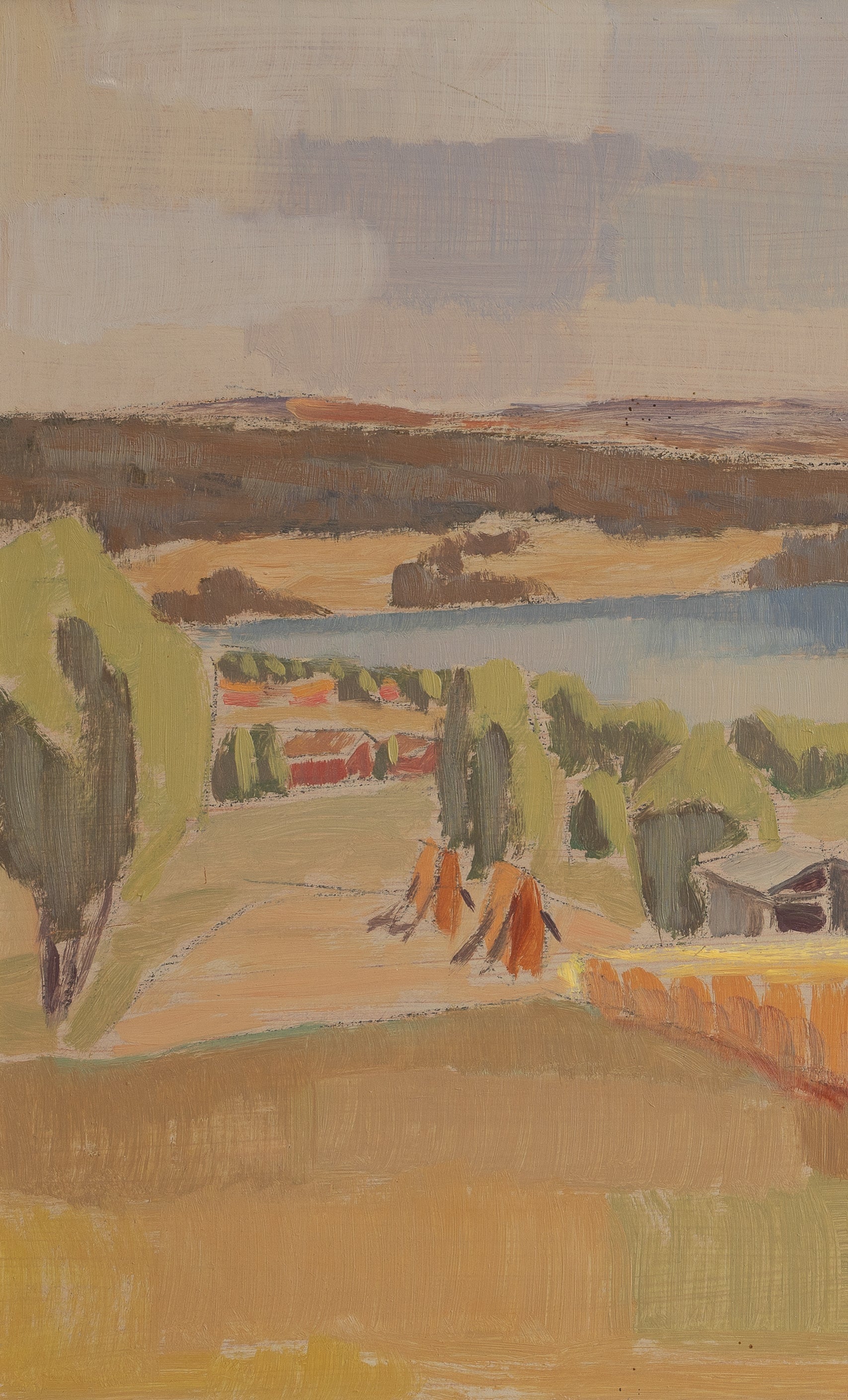 Original Landscape Oil Painting Vintage Mid Century From Sweden