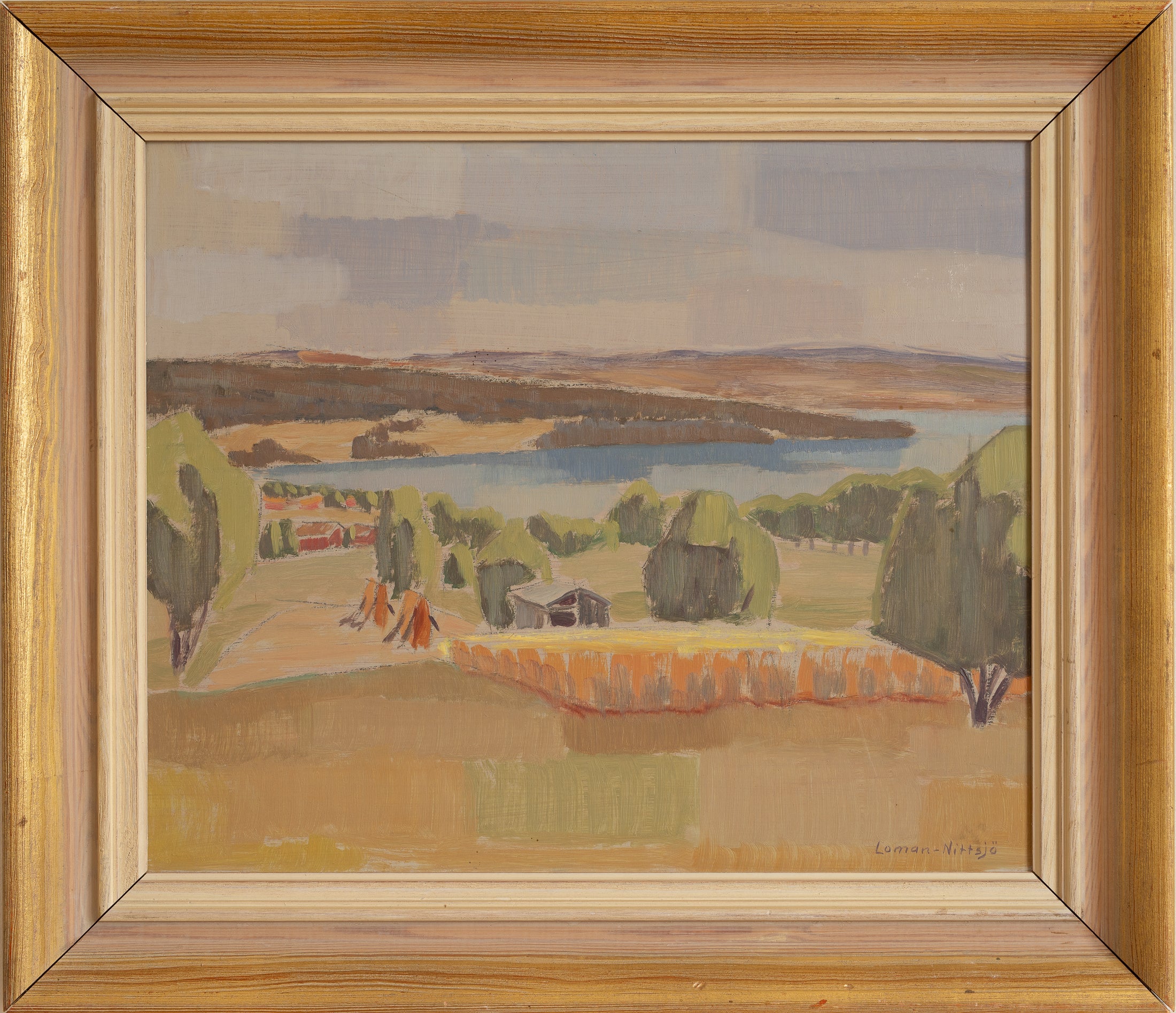 Original Landscape Oil Painting Vintage Mid Century From Sweden