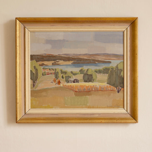 Original Landscape Oil Painting Vintage Mid Century From Sweden