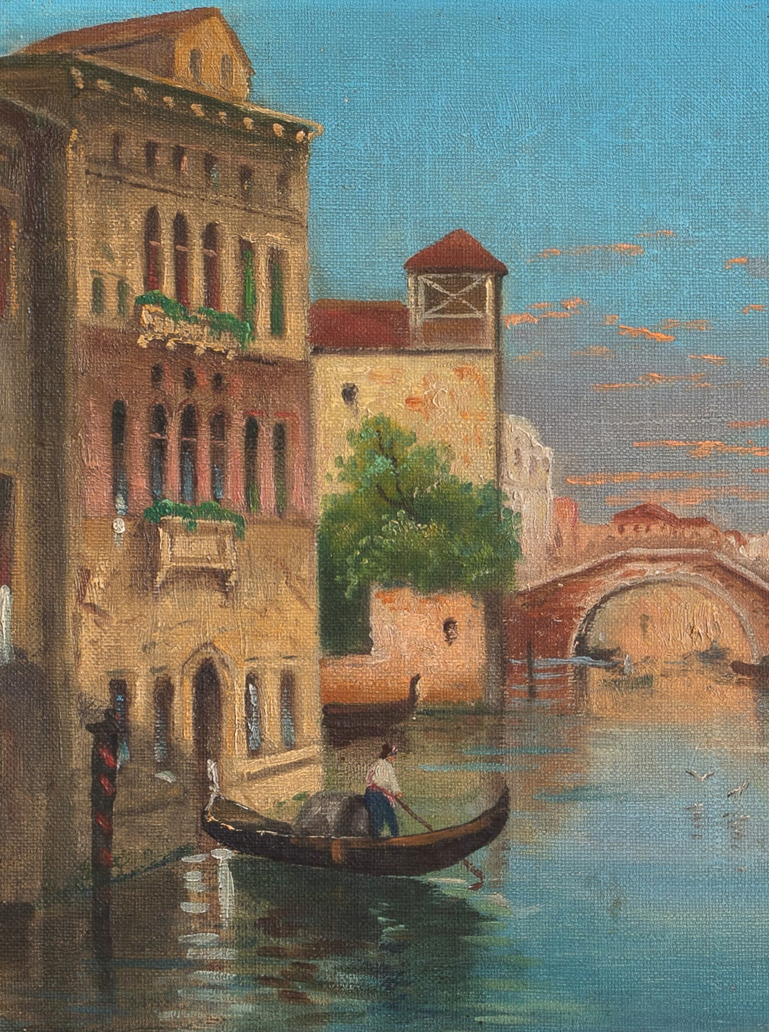 Pair of Original Vintage Oil Paintings of Venice